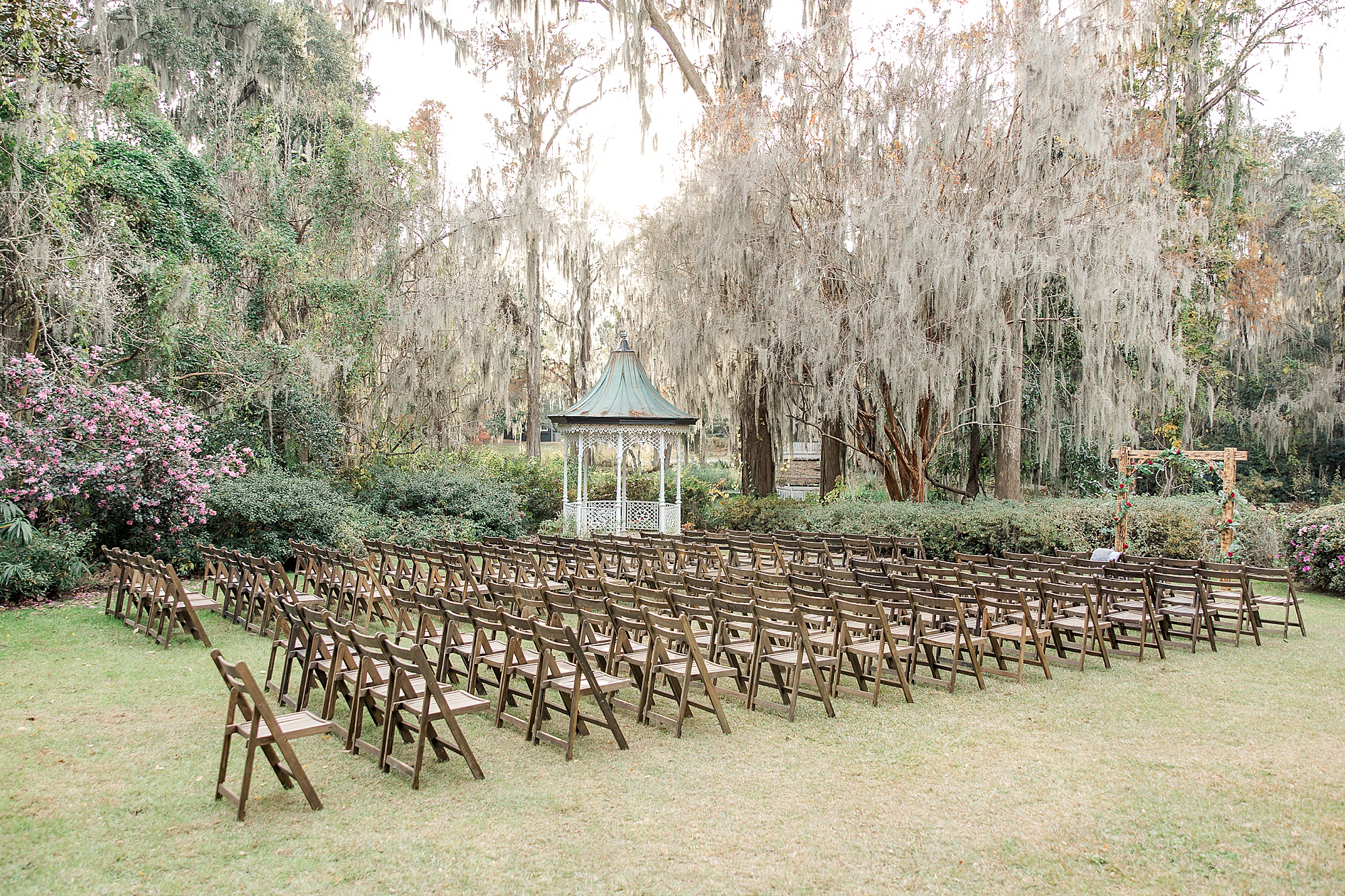 chairs set up outside of Magnolia Plantation and Gardens