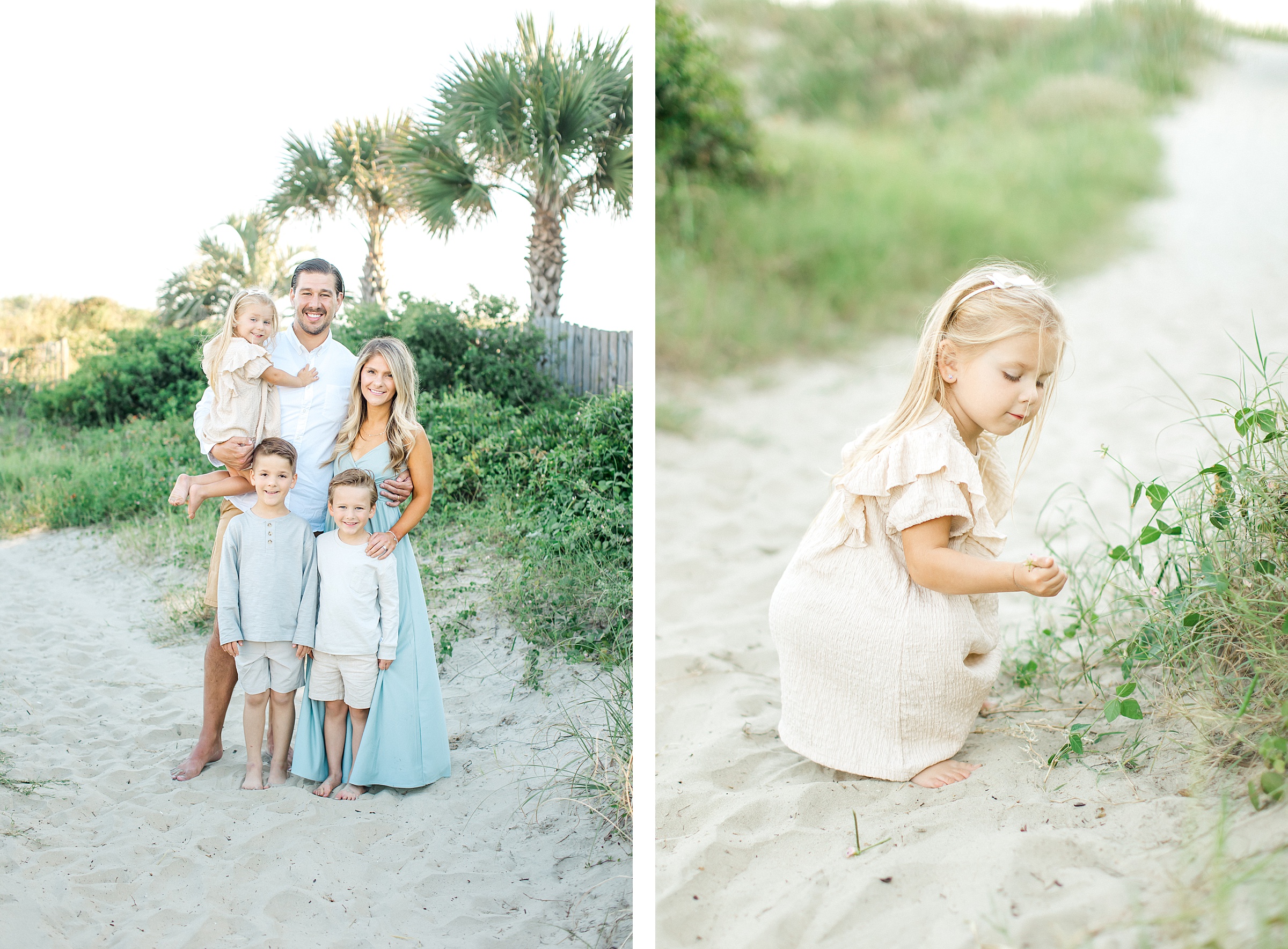 family poses for pictures on isle of palms