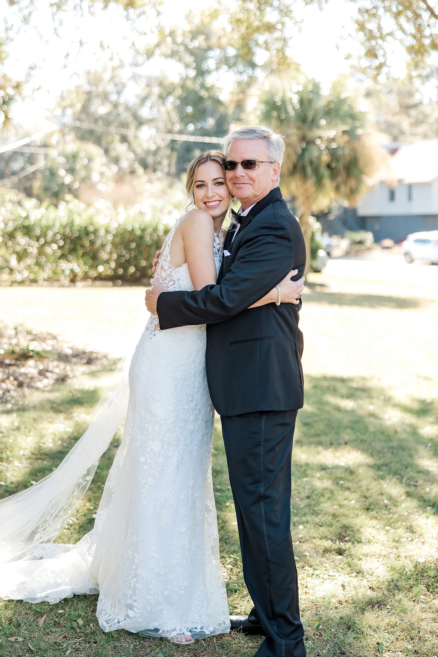 dad and daughter before her Boone Hall Plantation Wedding in Charleston