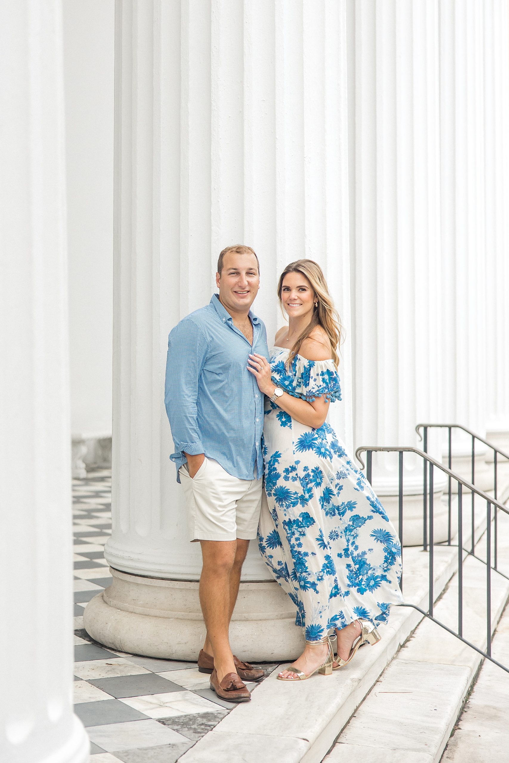 couple during Downtown Historic Charleston SC Engagement Session