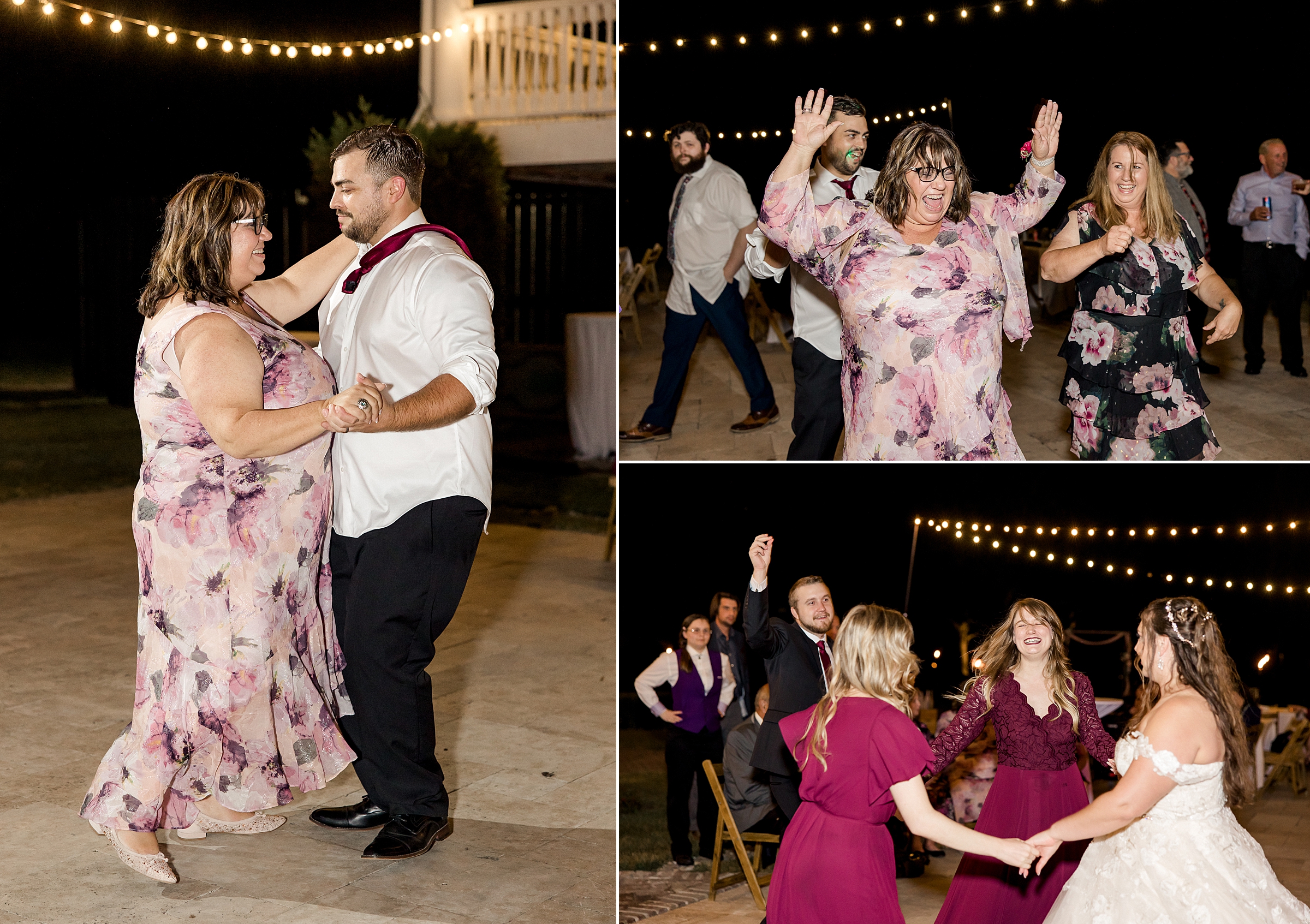 groom and mom dancing at reception