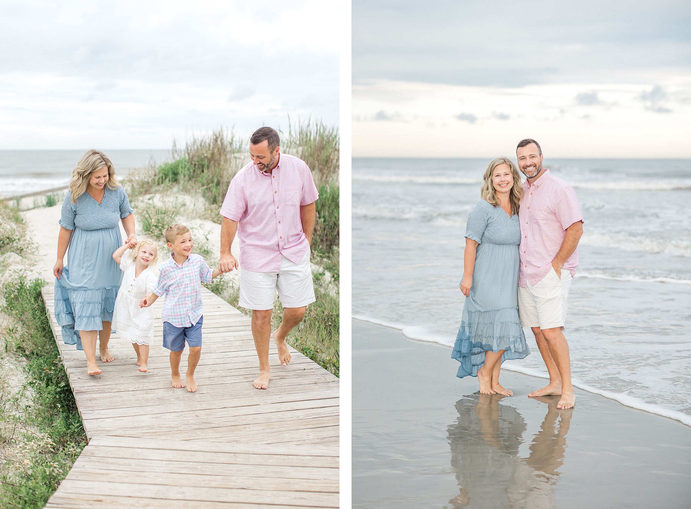 Family walk on Charleston beach