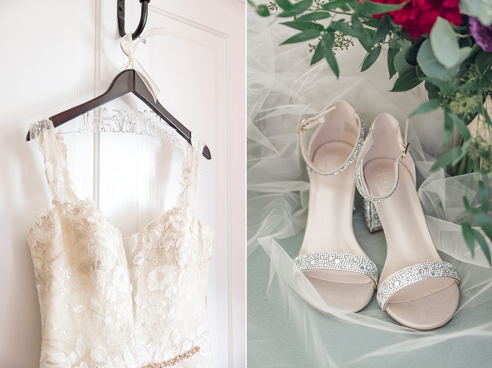 wedding dress and wedding shoes