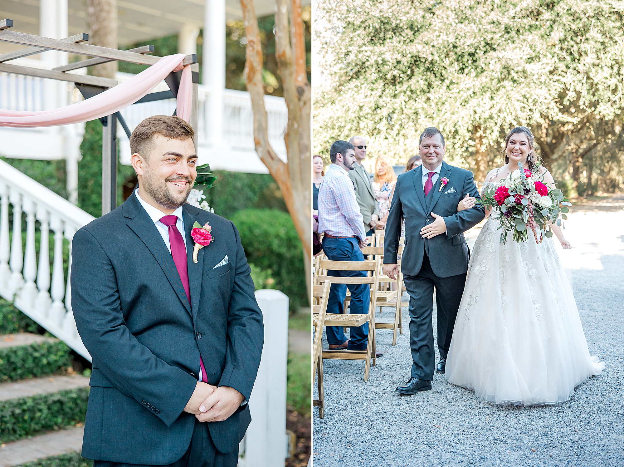 Charleston Wedding photographer captures bride and father walking down the aisle