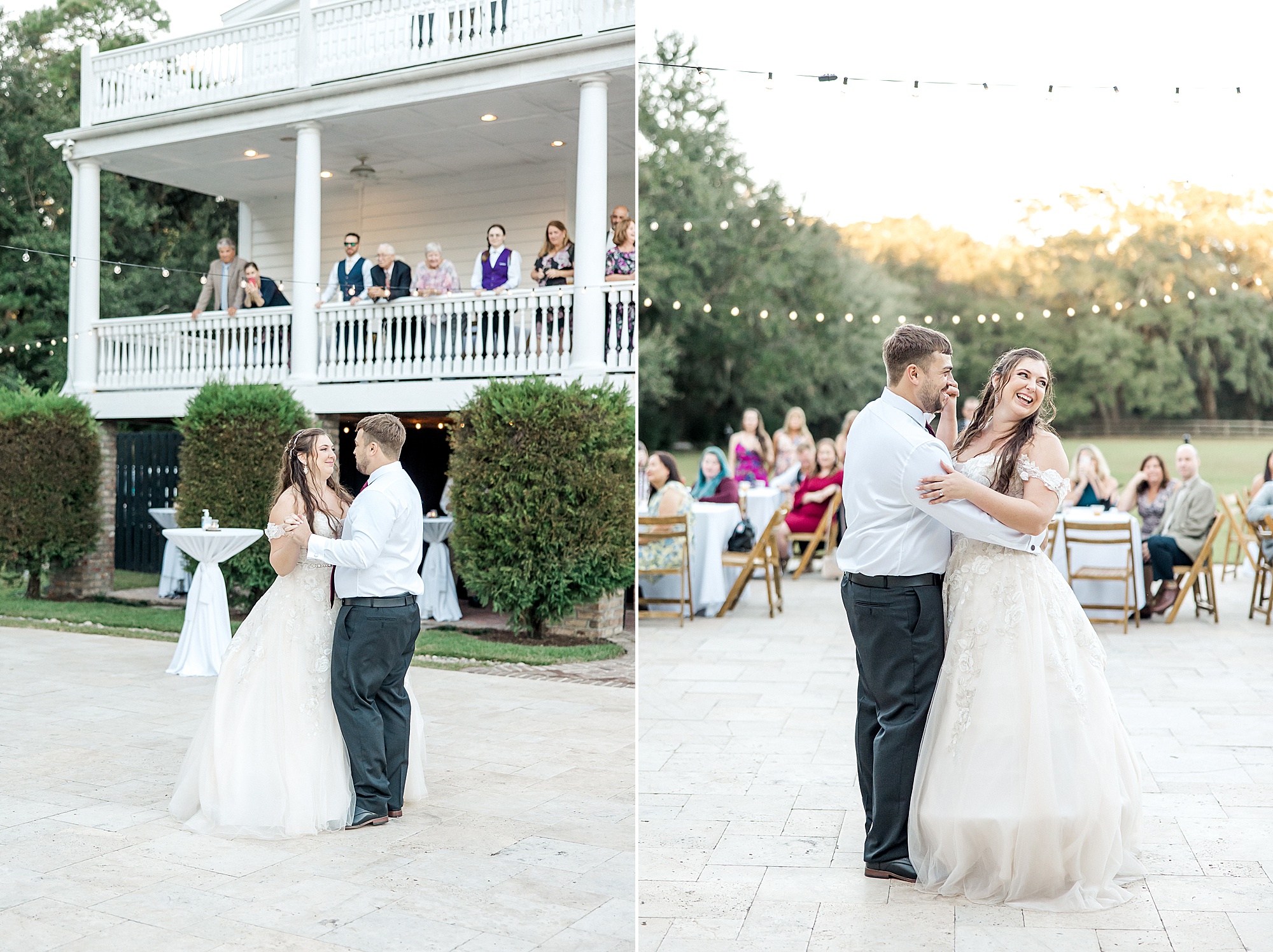 bride and groom share first dance as husband and wife
