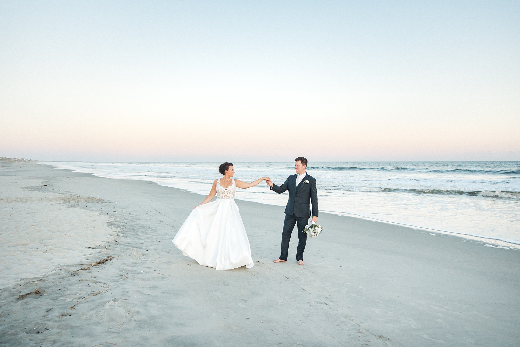 sunset beach wedding portraits