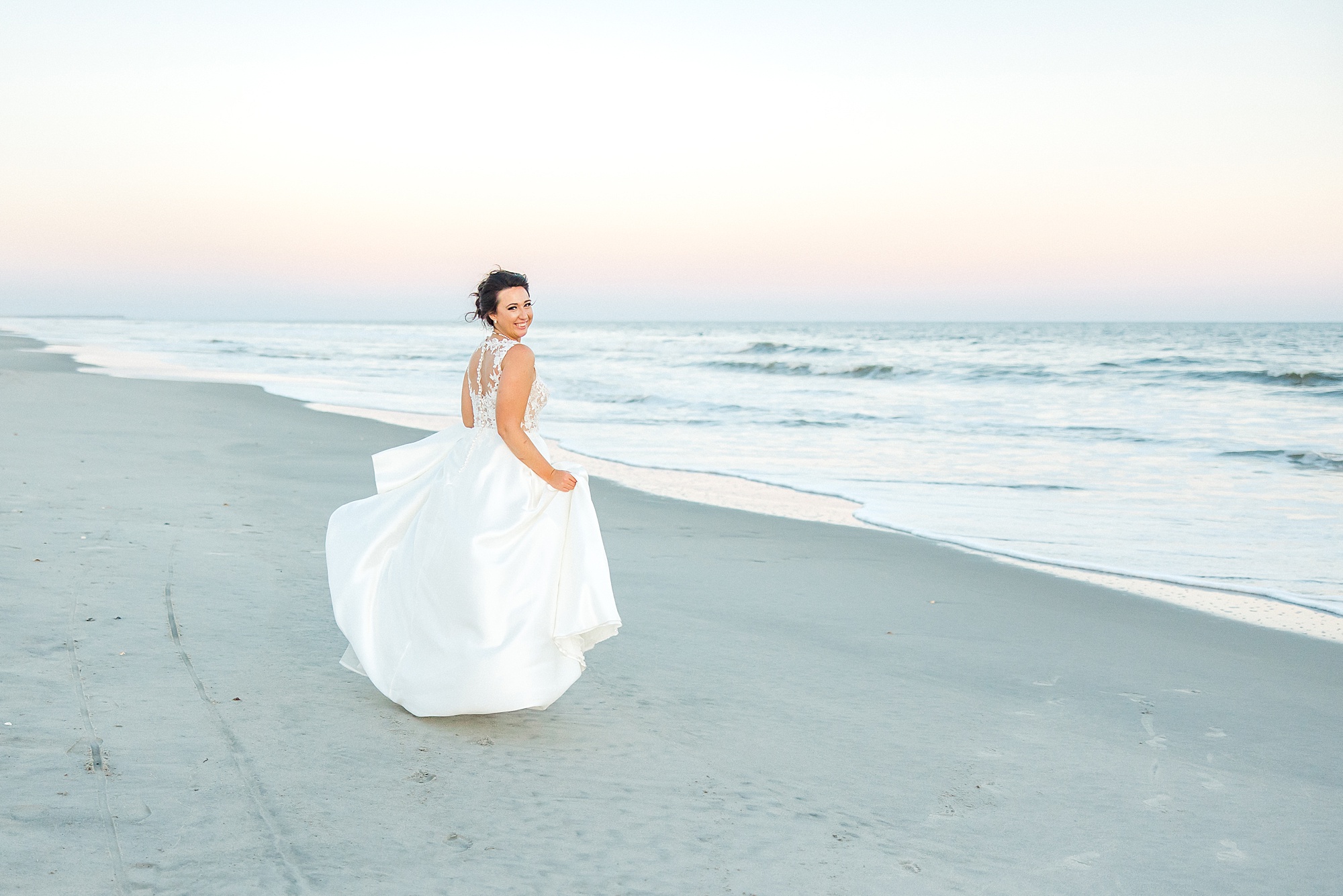 bride on beach in Ocean Isle NC