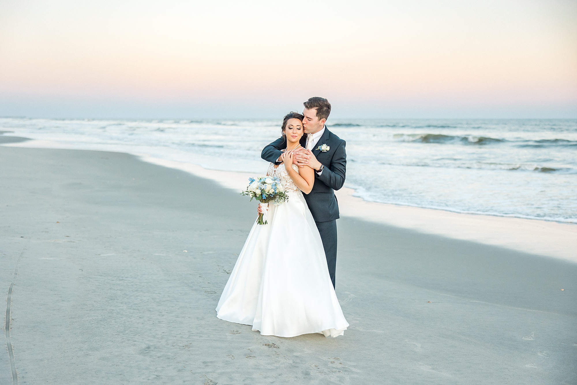 wedding portraits at sunset on Ocean Isle Beach Wedding