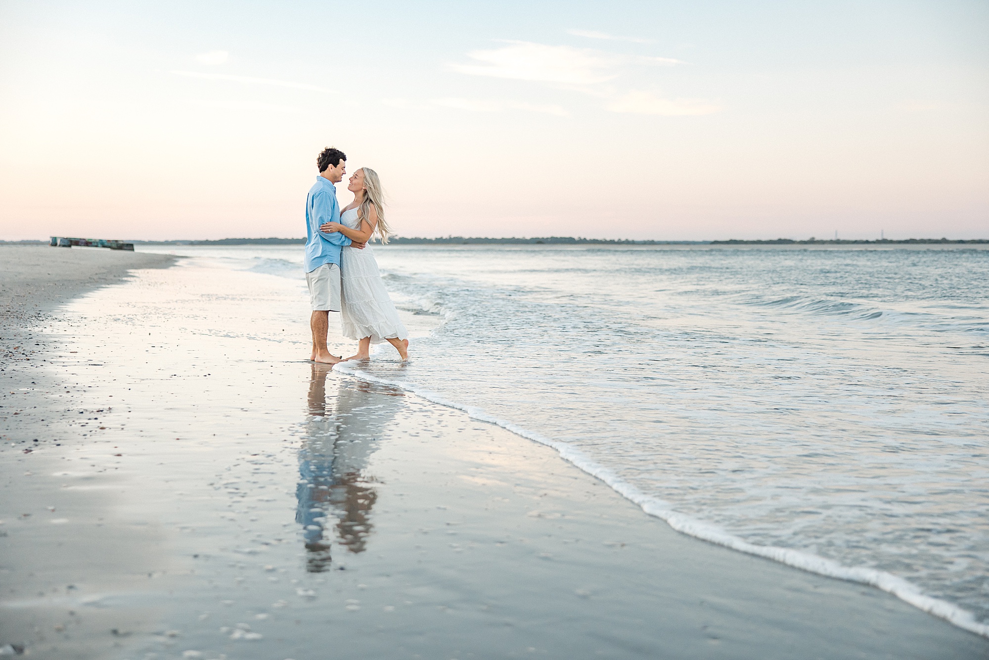 sunset beach engagement portraits in SC