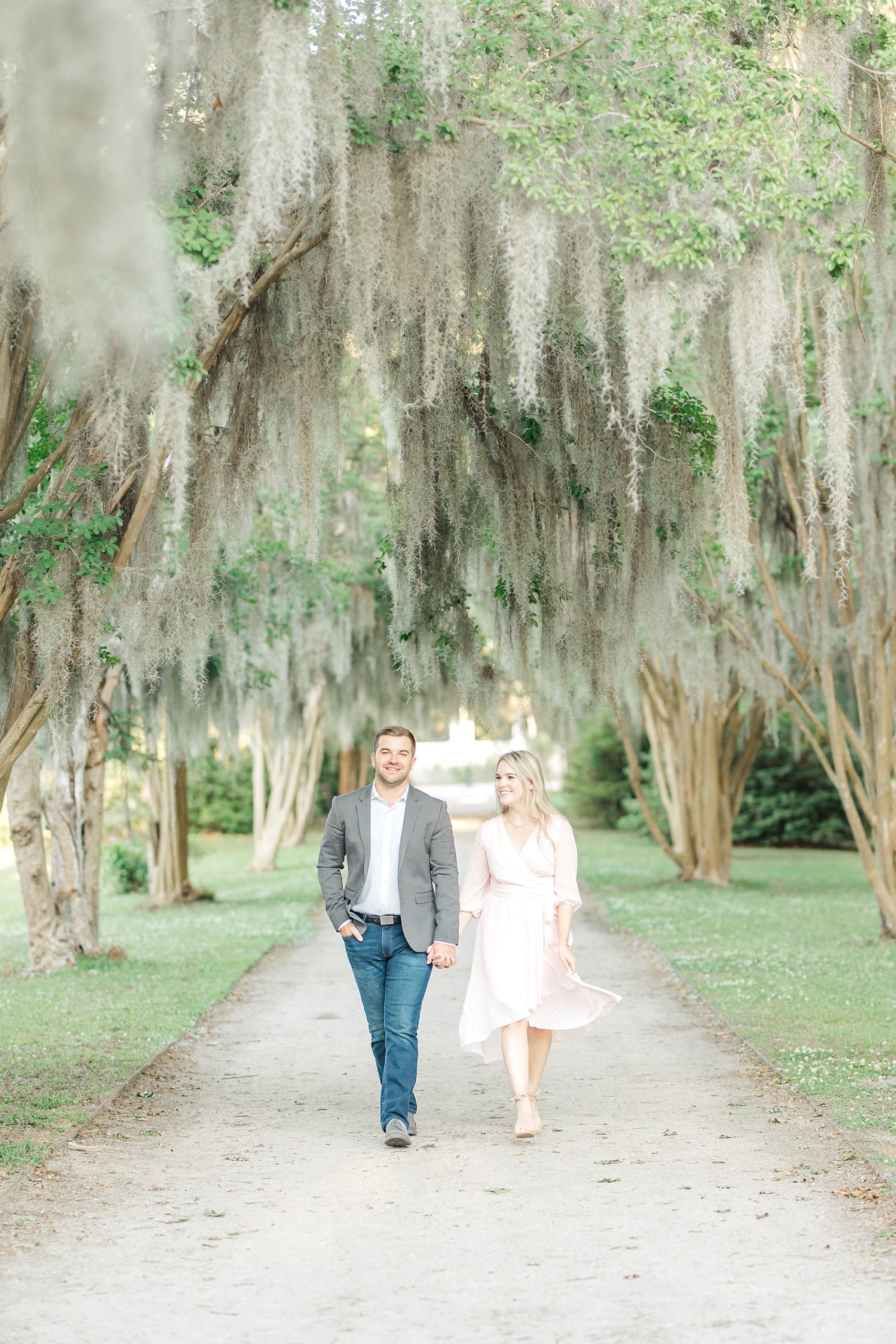 Engagement session at Hampton Park in downtown Charleston under the Spanish Moss
