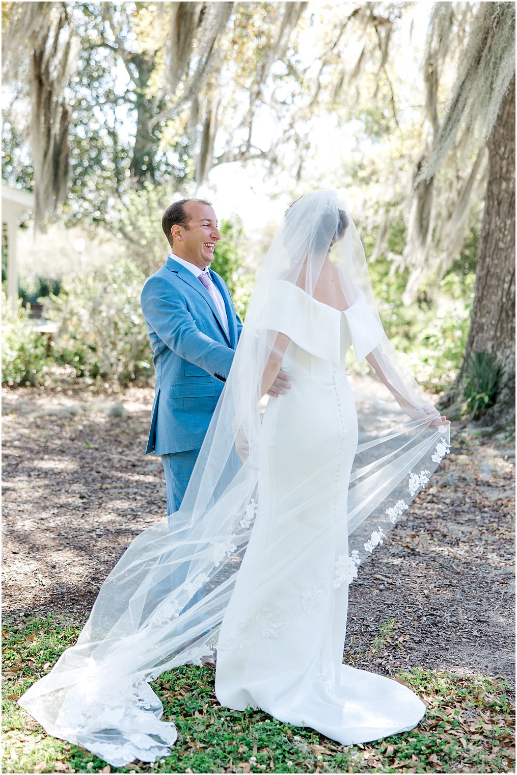 first look between couple in Charleston SC