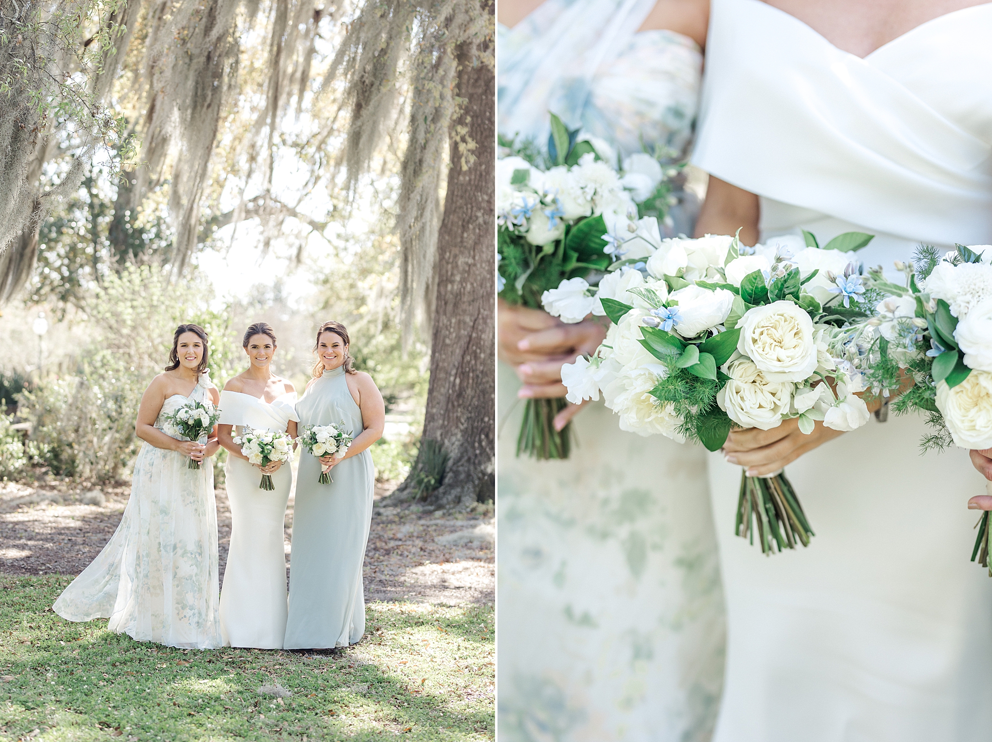 bride and bridesmaids with their bouquets