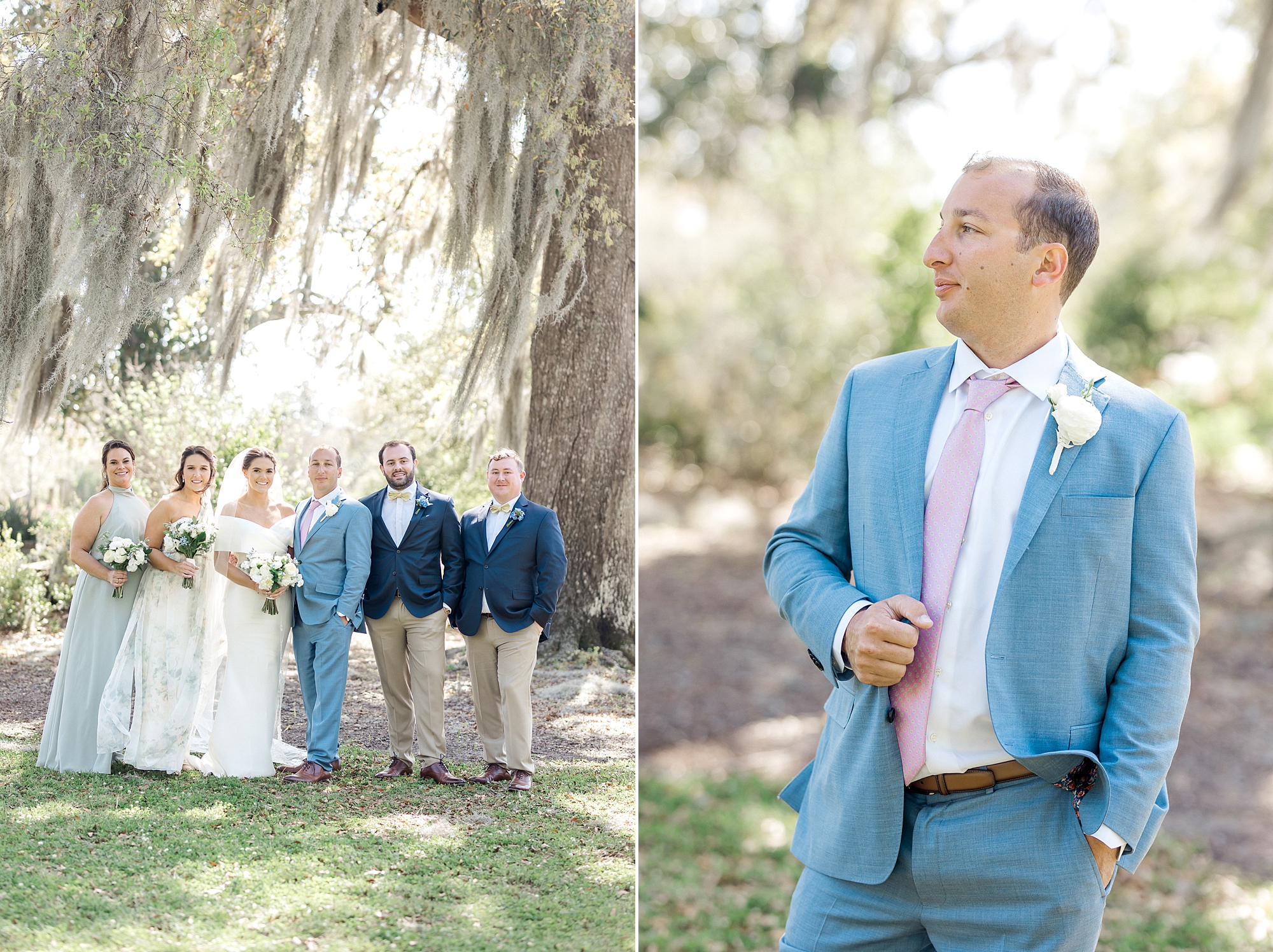 bridal party portraits before William Aiken House Wedding ceremony