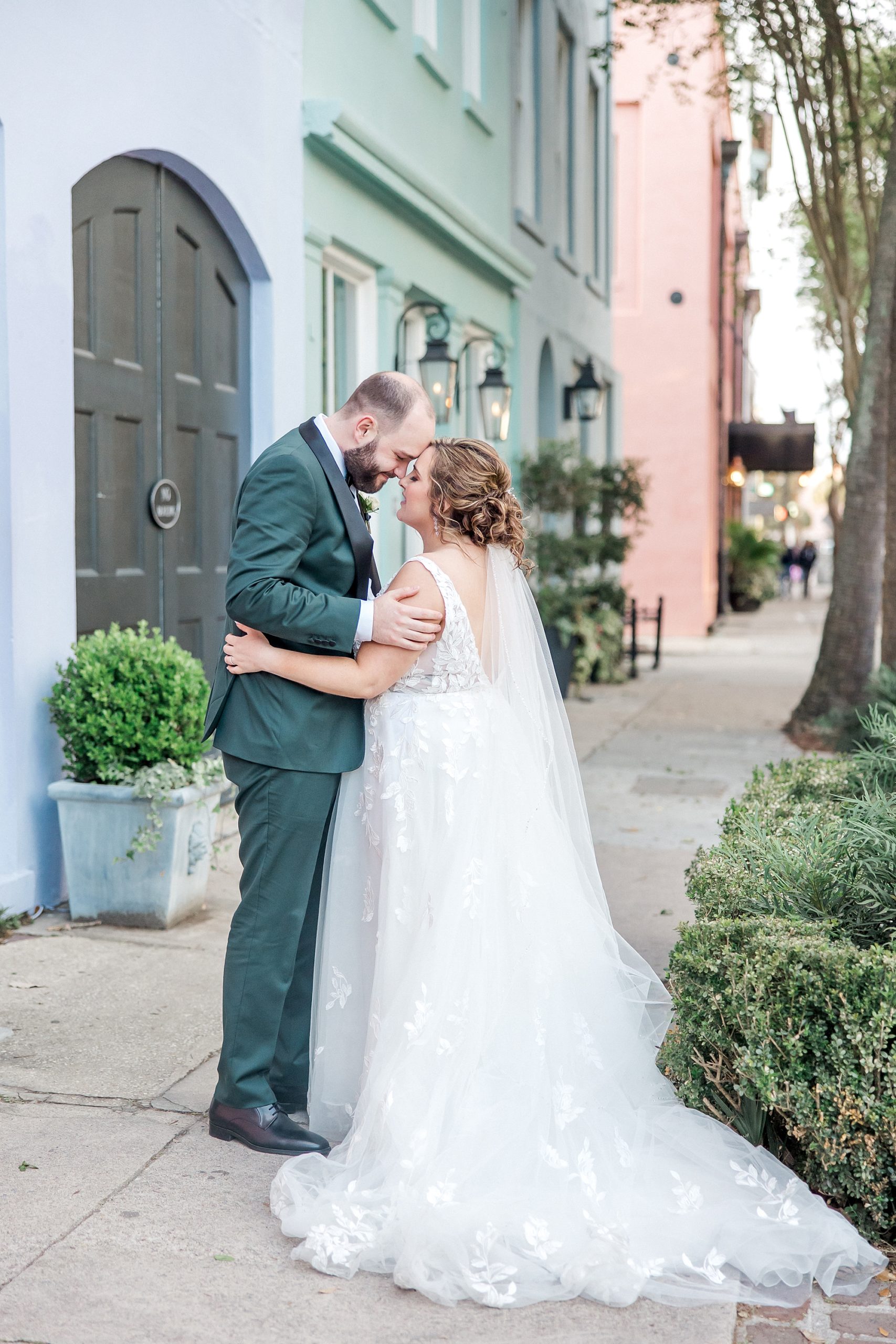 couple downtown after Modern Elopement in Charleston, SC