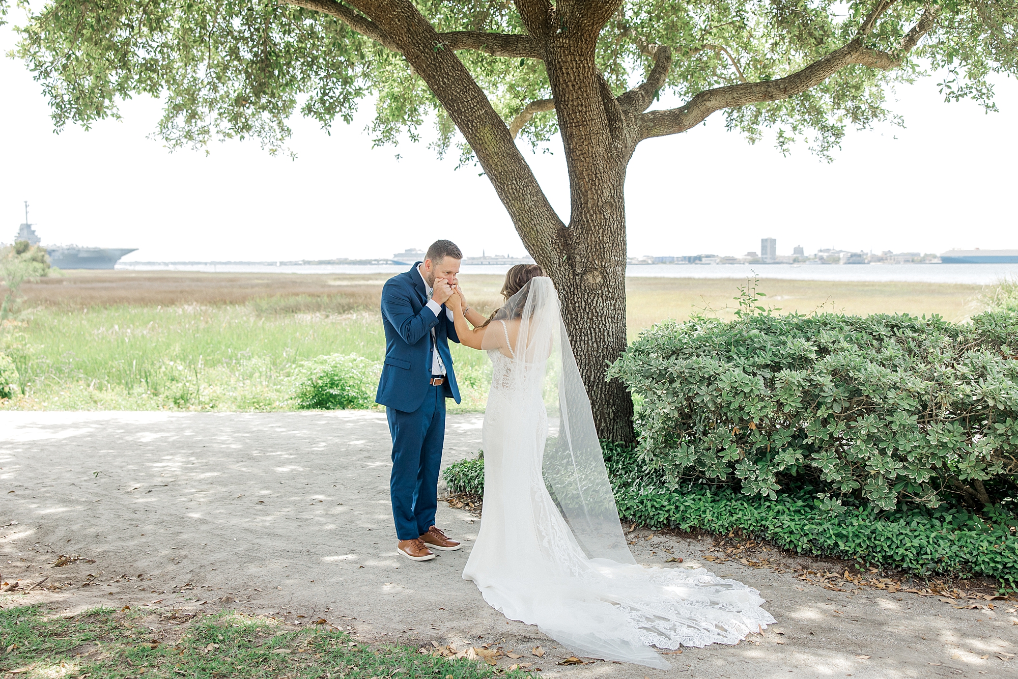 first look between couple in Charleston SC