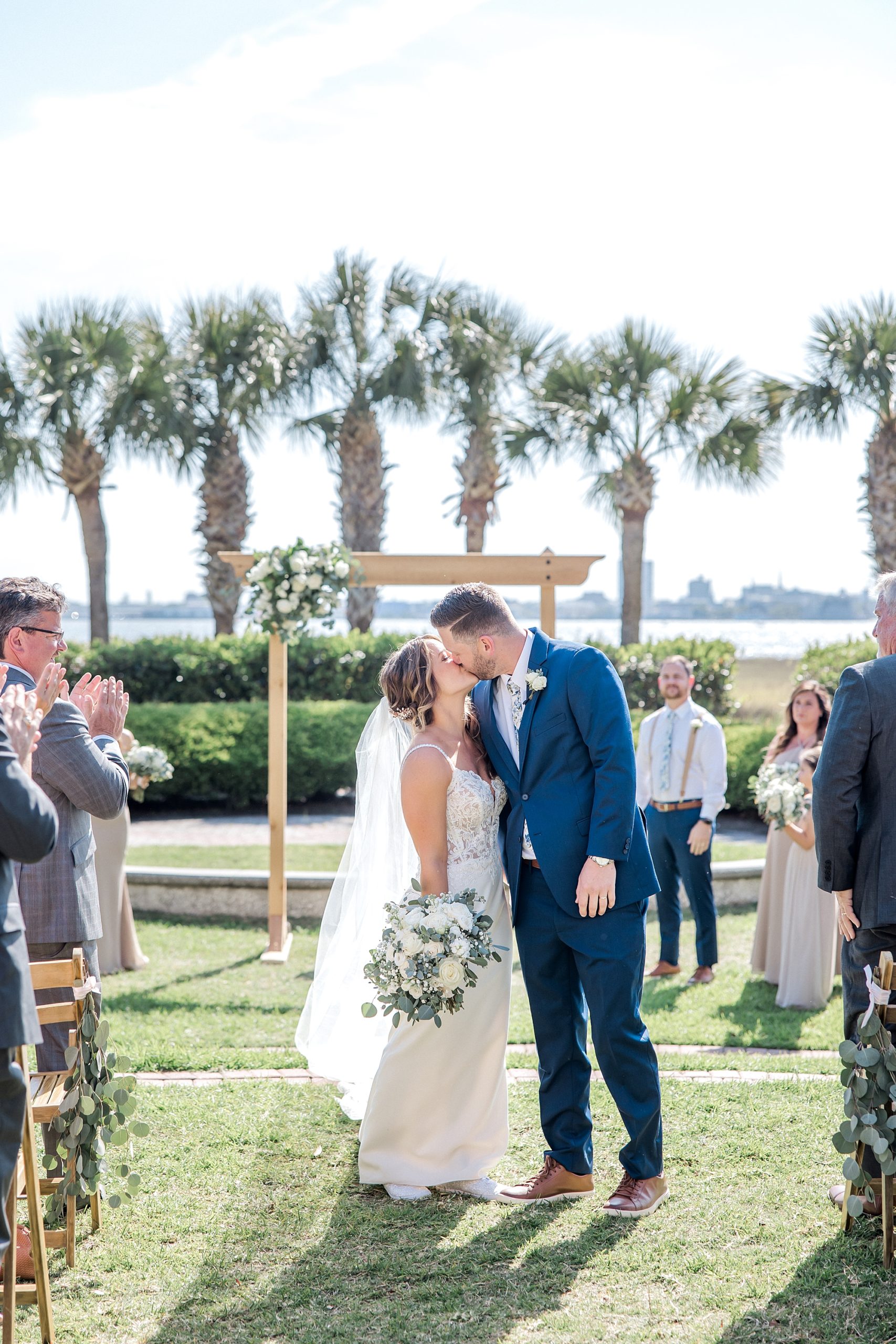 couple kiss as they are announced as husband and wife