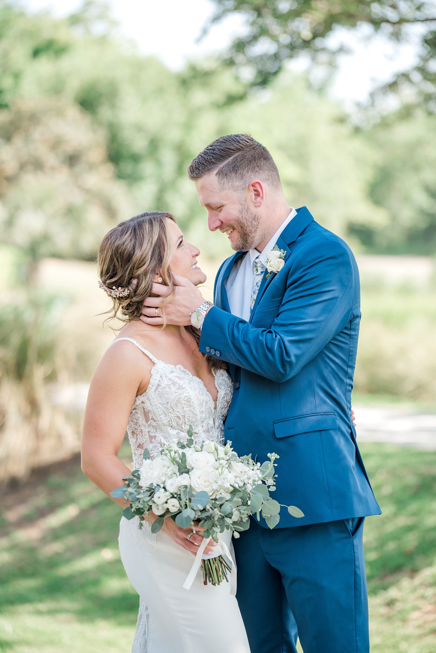 newlyweds share moment together after wedding ceremony