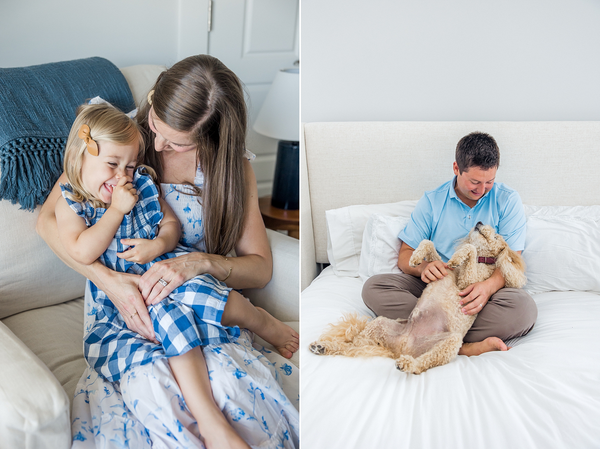 dad holds son and mom holds daughter during In-Home Newborn + Family Session in Mount Pleasant, SC