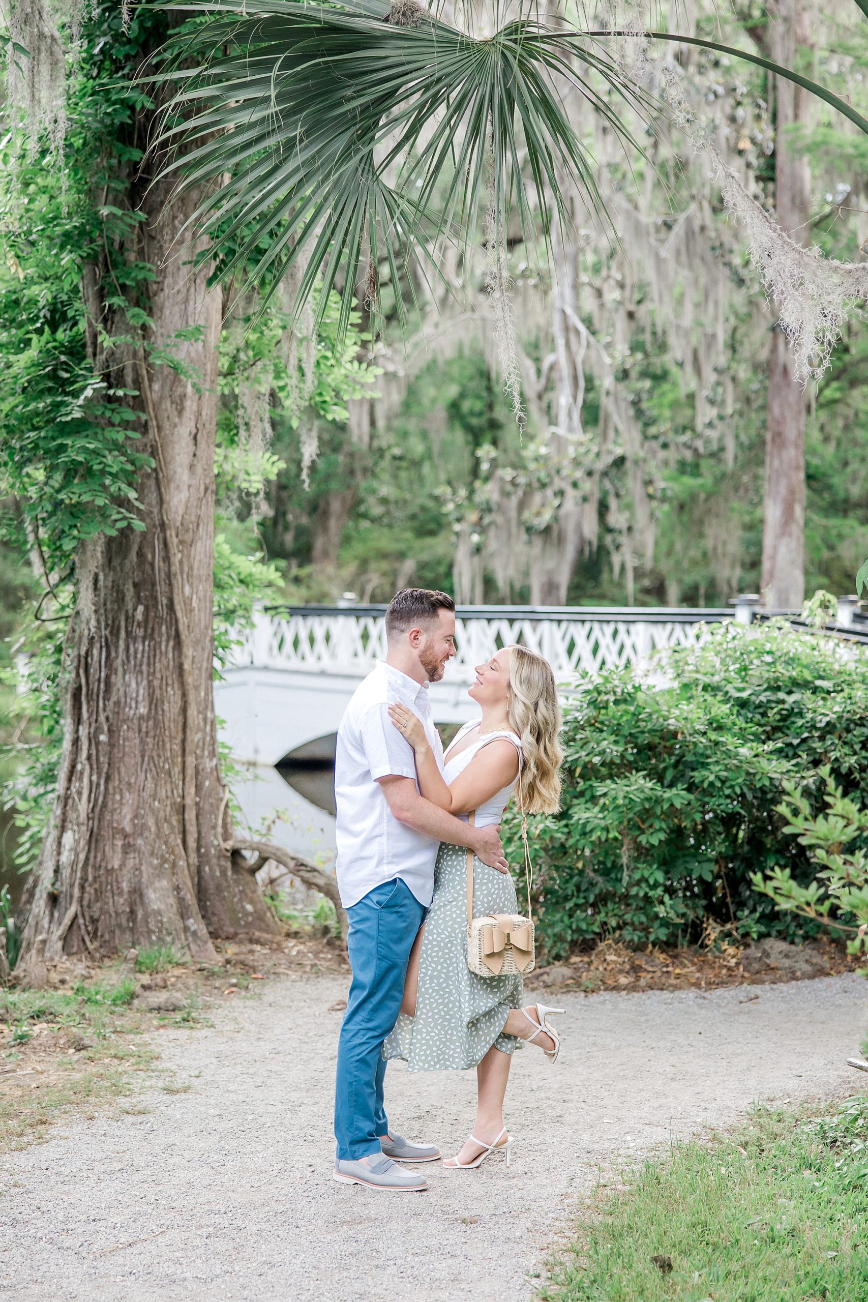 newly engaged couple during romantic Charleston engagement