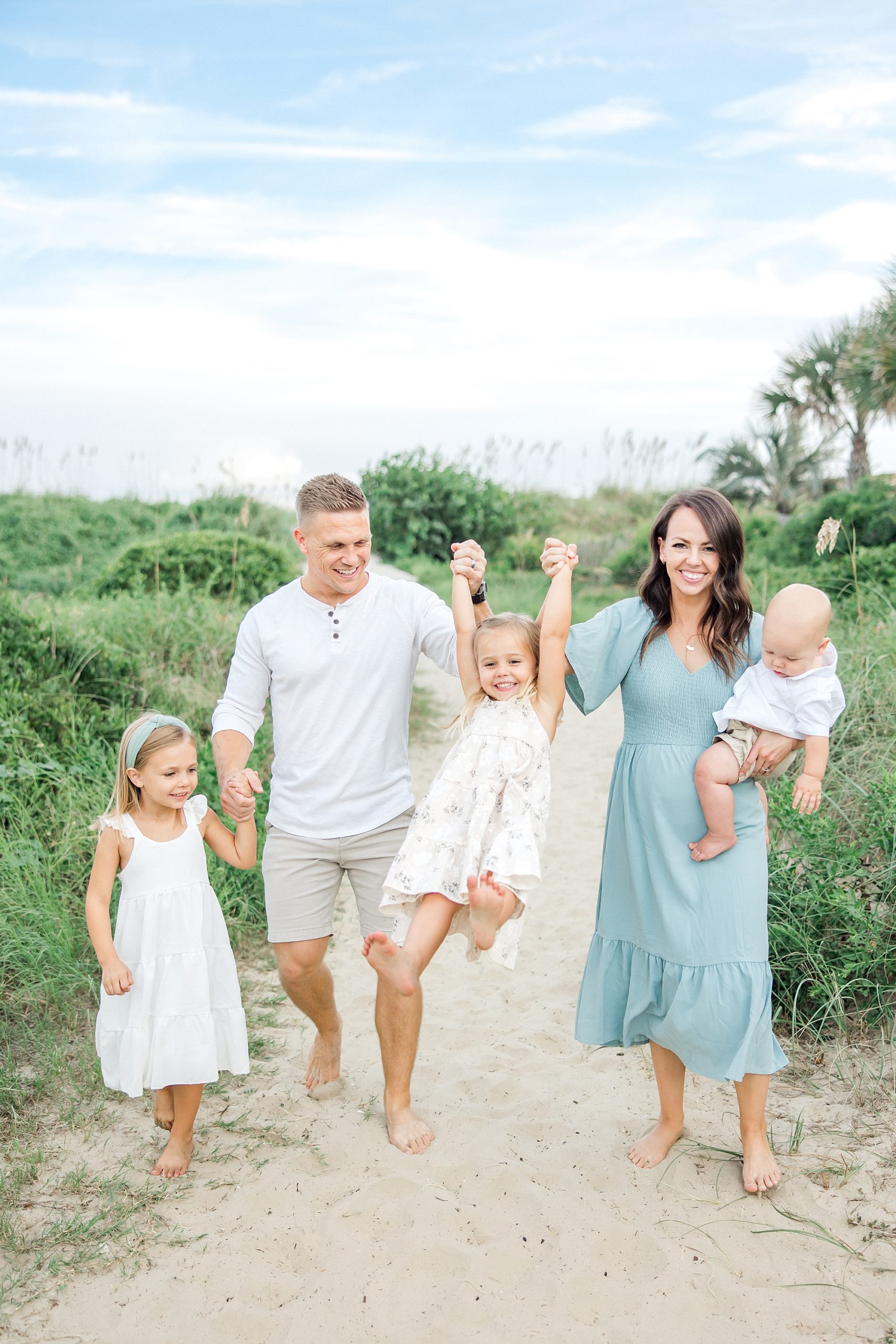 family of five during Beach Family Session at Isle of Palms