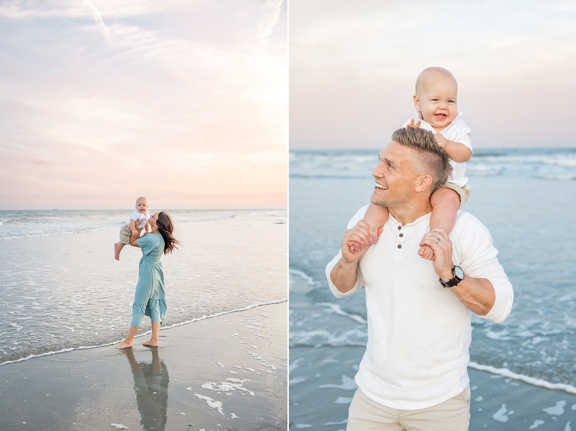 parents with their son during Beach Family Session at Isle of Palms