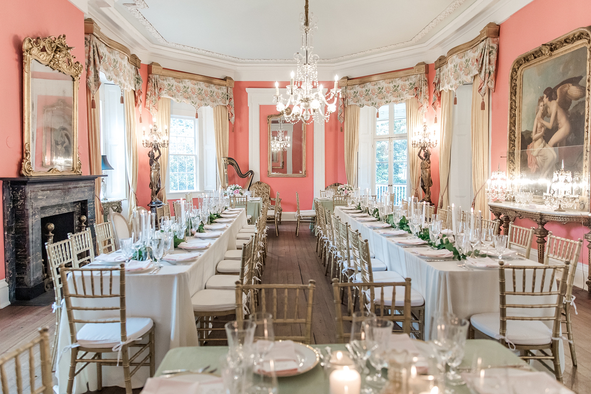 Romantic Charleston Wedding reception details at William Aiken House
