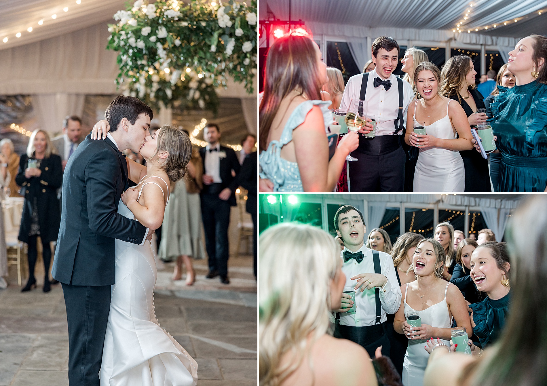 wedding guests celebrate couple at Lowndes Grove Winter Wedding