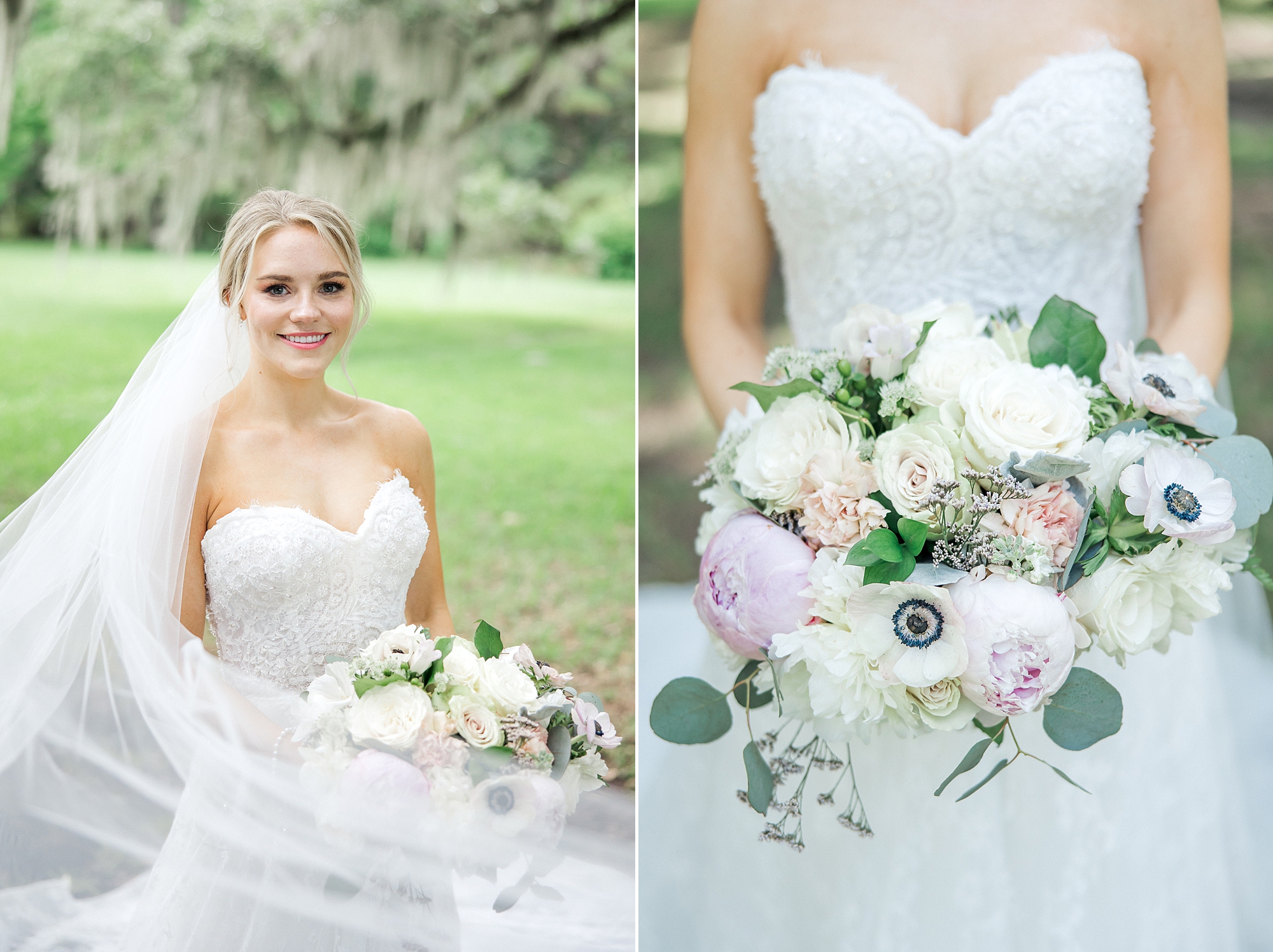 bridal portraits holding elegant wedding bouquet