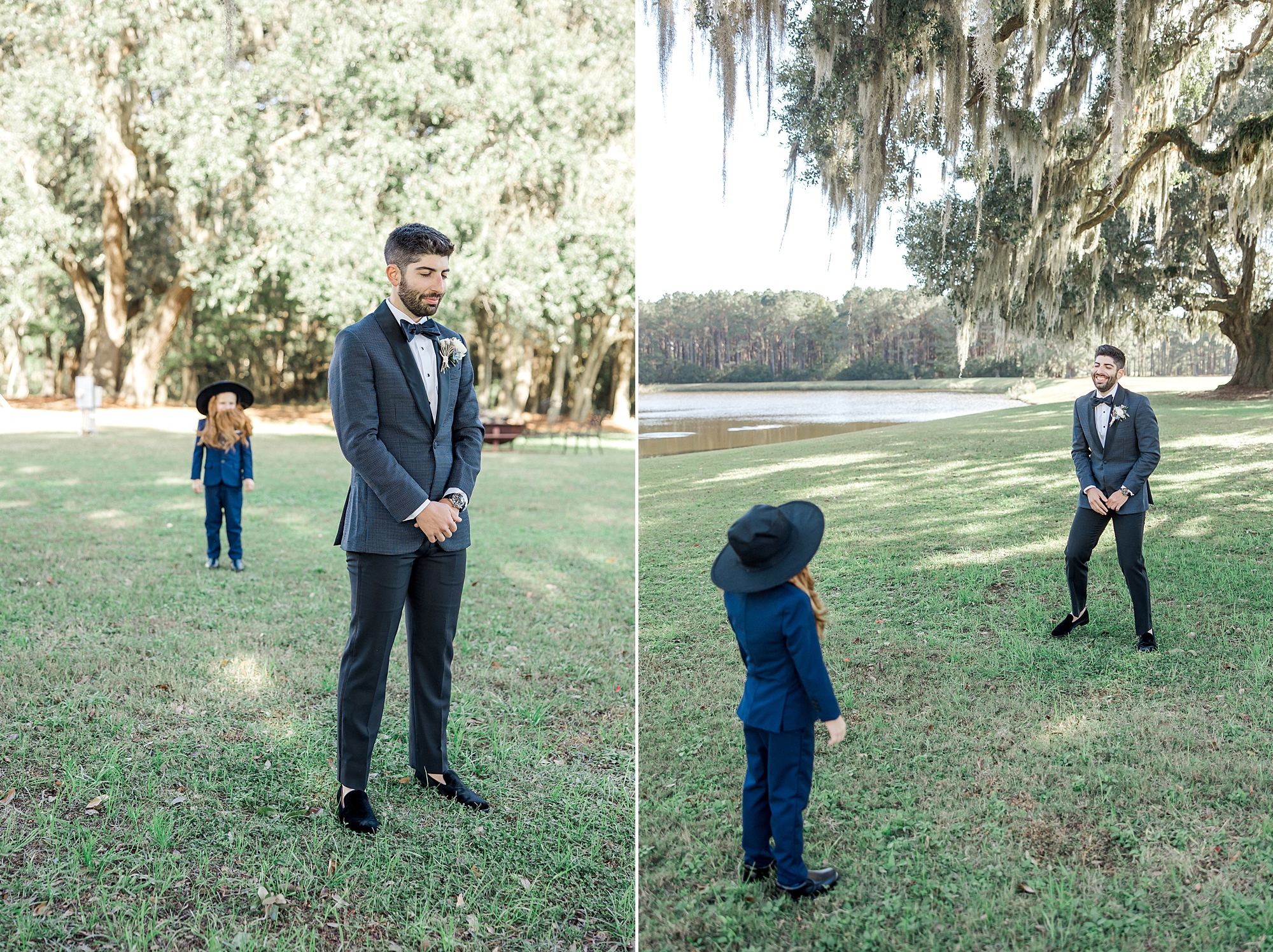 faux first look with groom's nephew