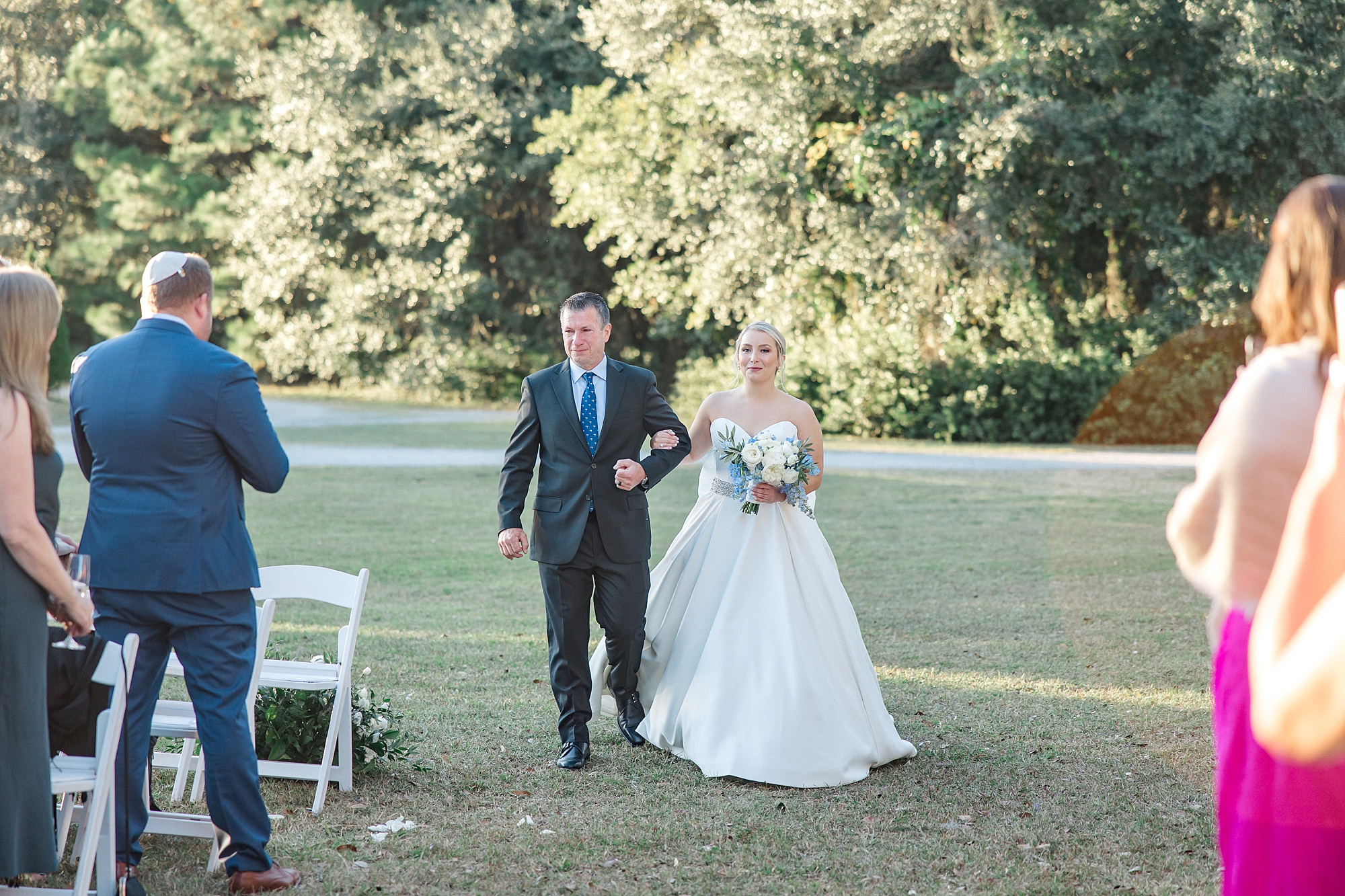 father walks daughter down the aisle at Southern wedding at Wingate Place