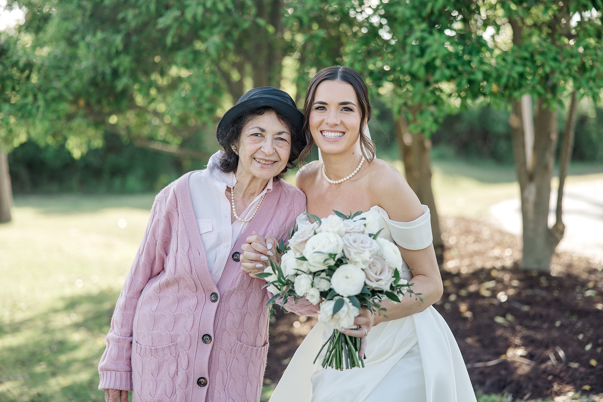 bride with relative after Waterfront Charleston Wedding