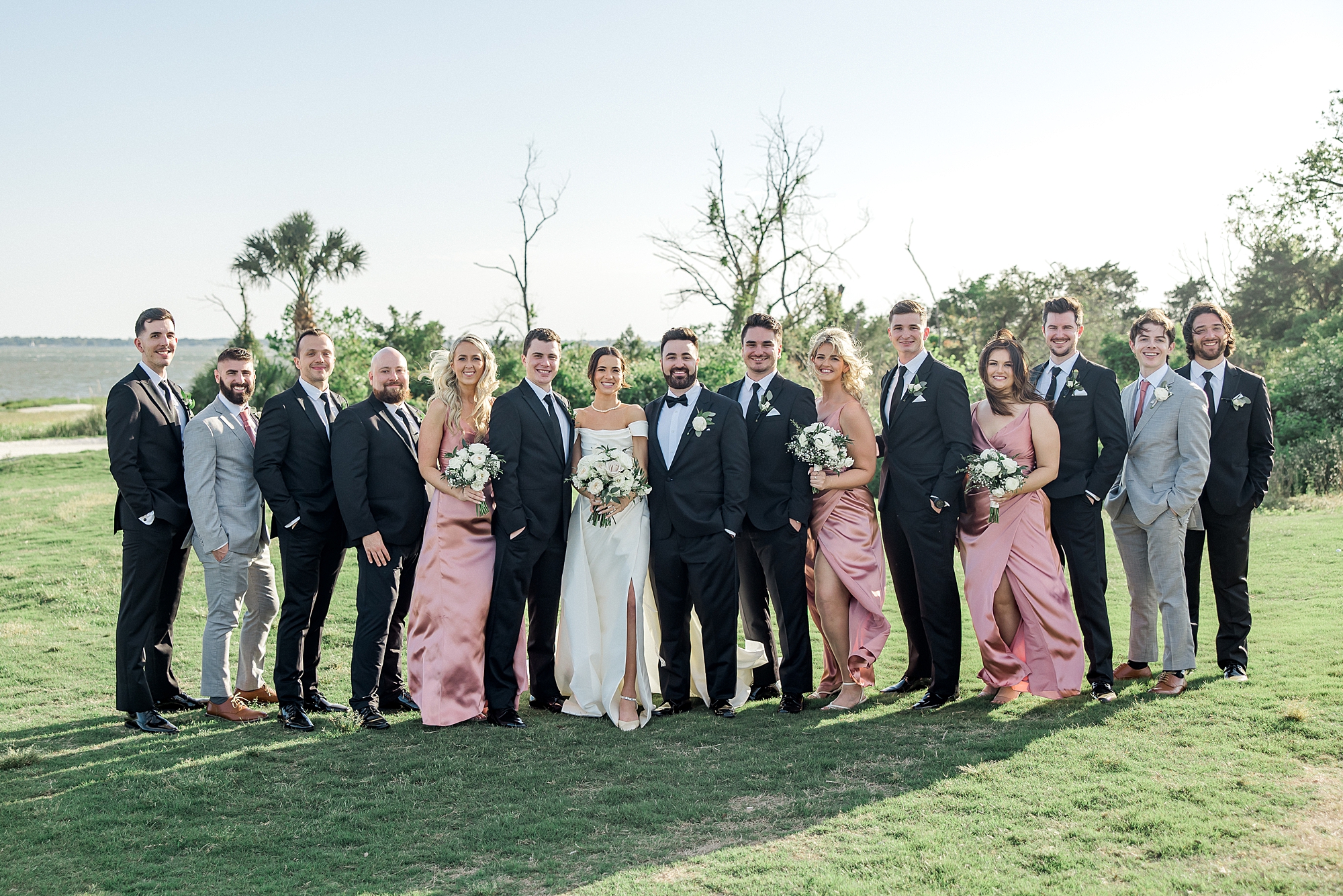 wedding party portraits after Waterfront Charleston Wedding ceremony