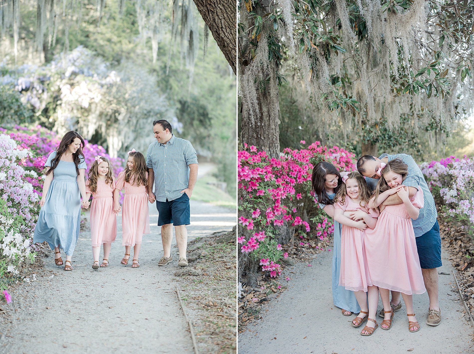 Garden Family Session at Middleton Place of family of four