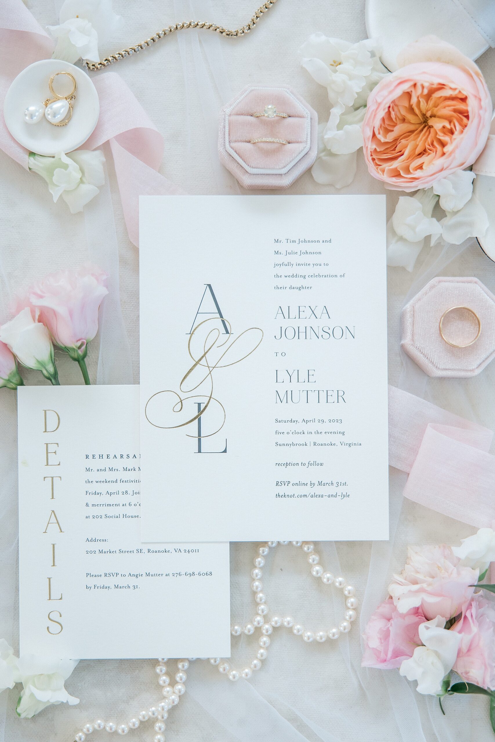 wedding invitations and flat lay design