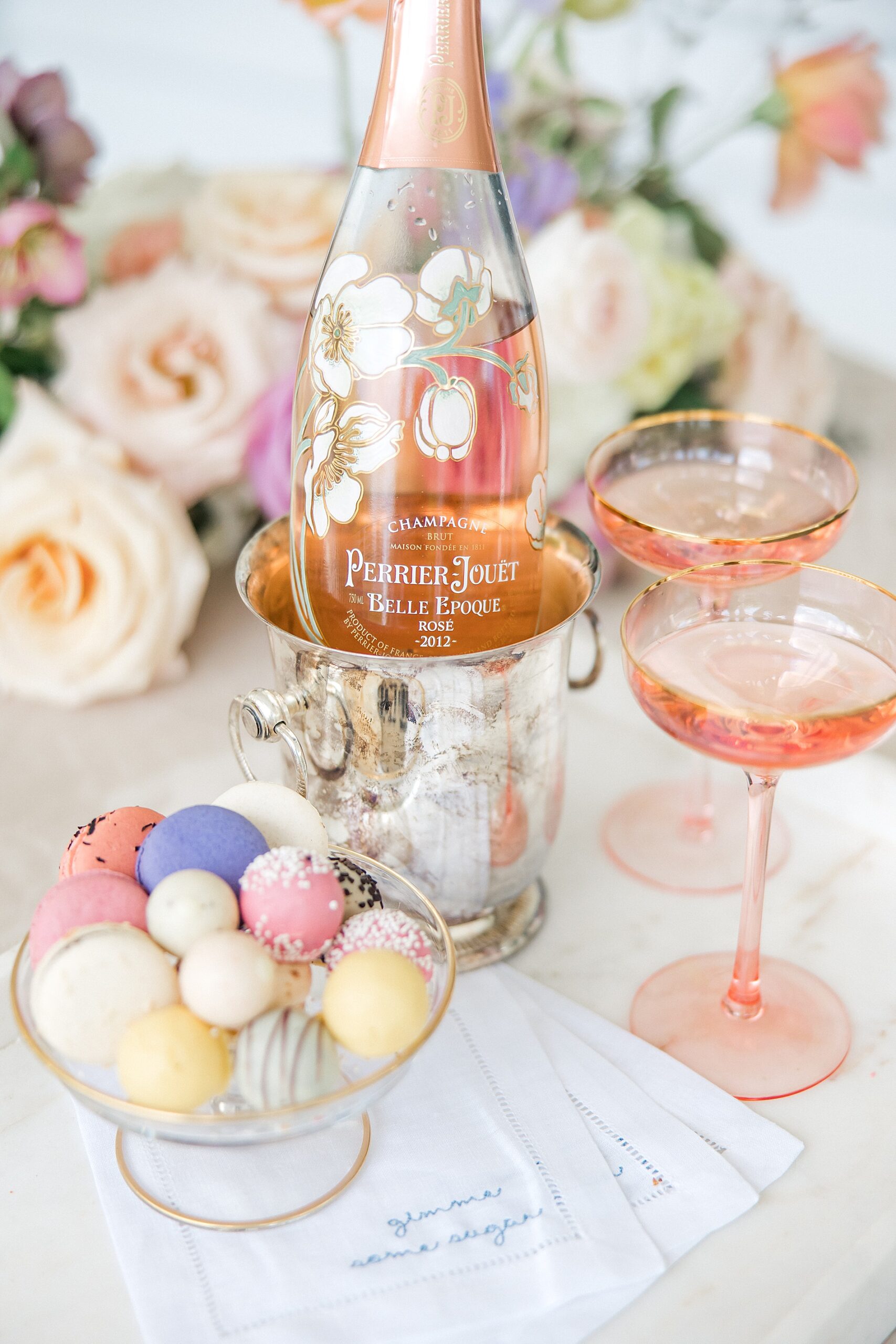 champagne and spring wedding details