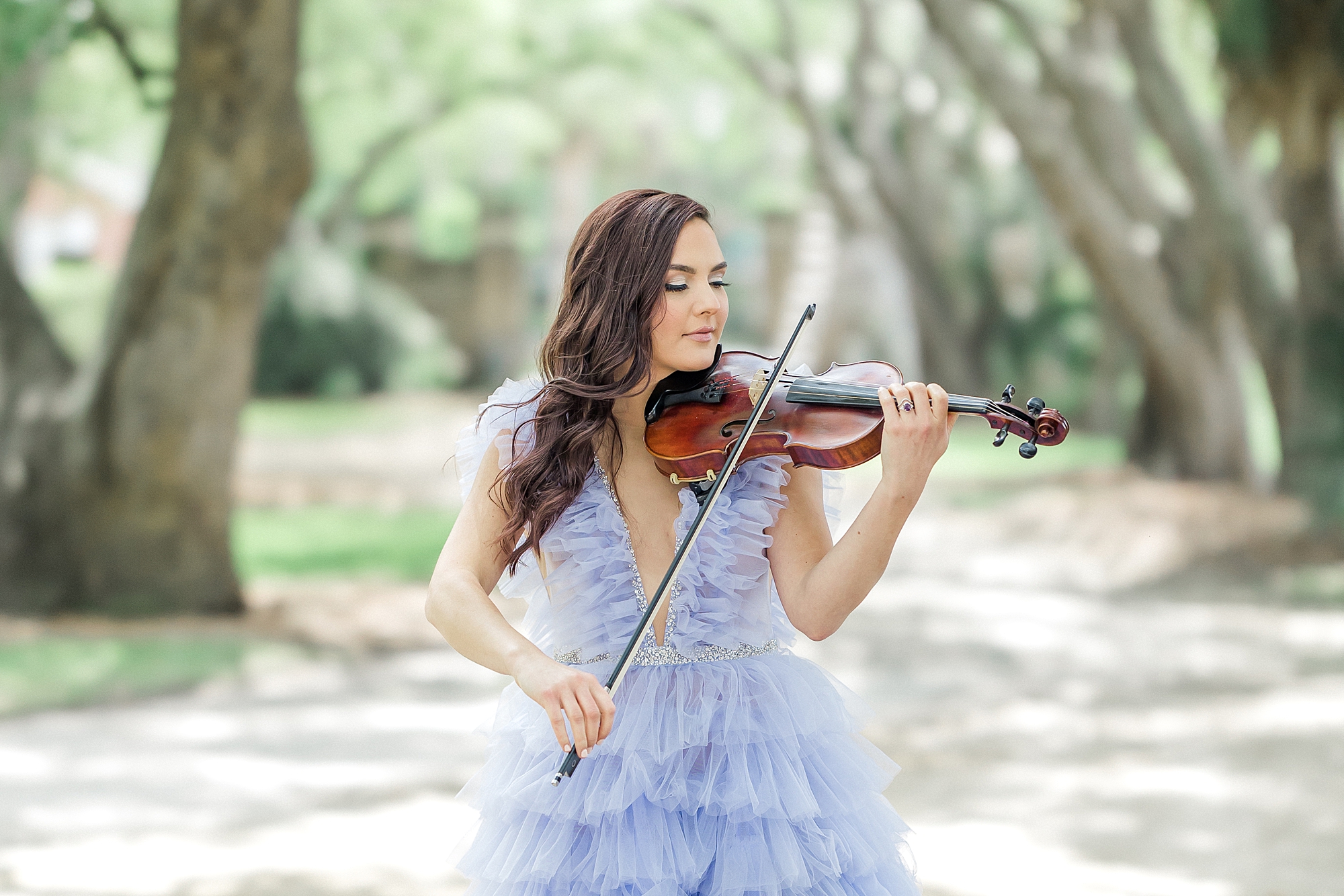 violinist at Luxury Spring Wedding Editorial at Lowndes Grove
