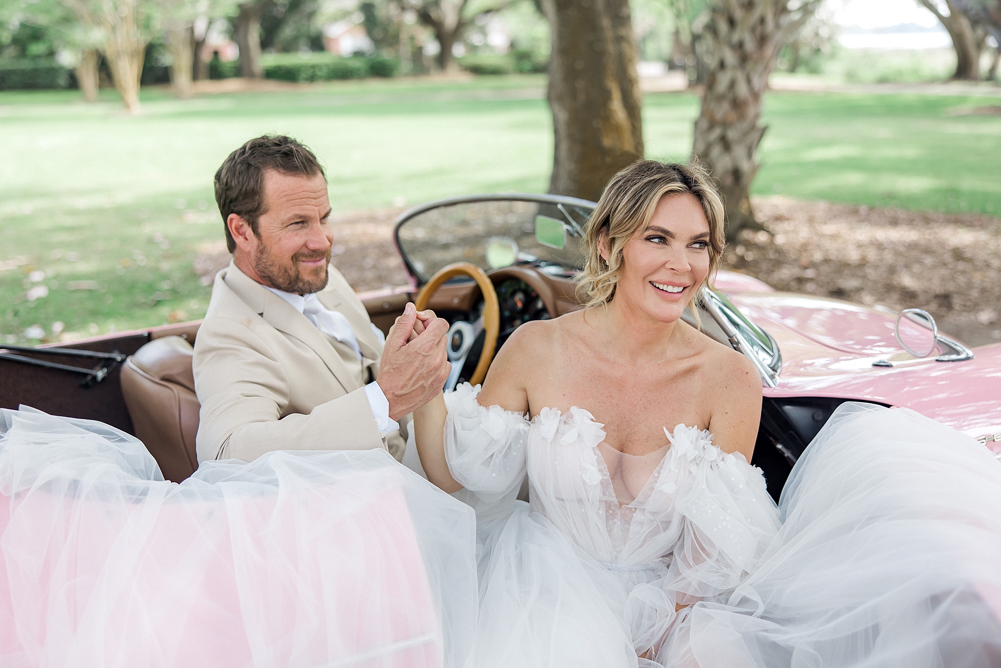 newlywed portraits from Luxury Spring Wedding at Lowndes Grove