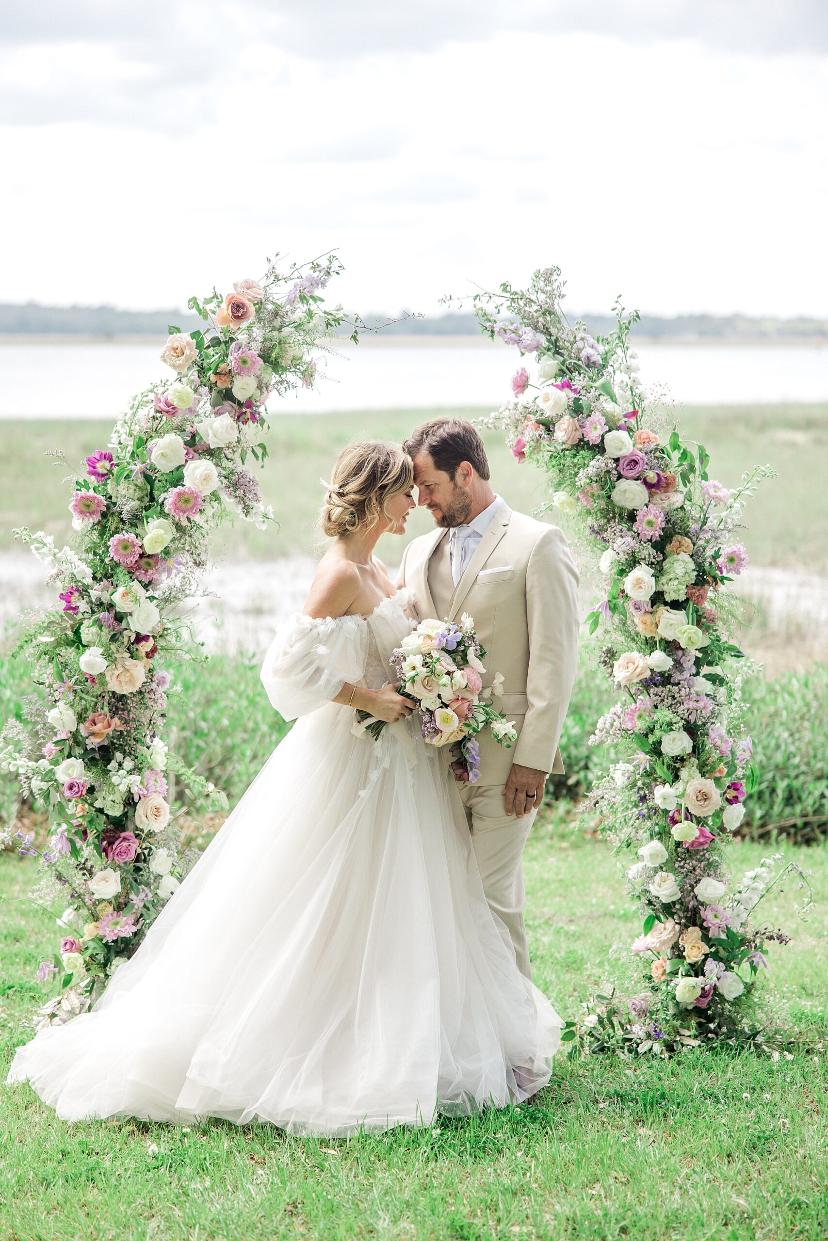 bride and groom portraits from Luxury Spring Wedding Editorial at Lowndes Grove