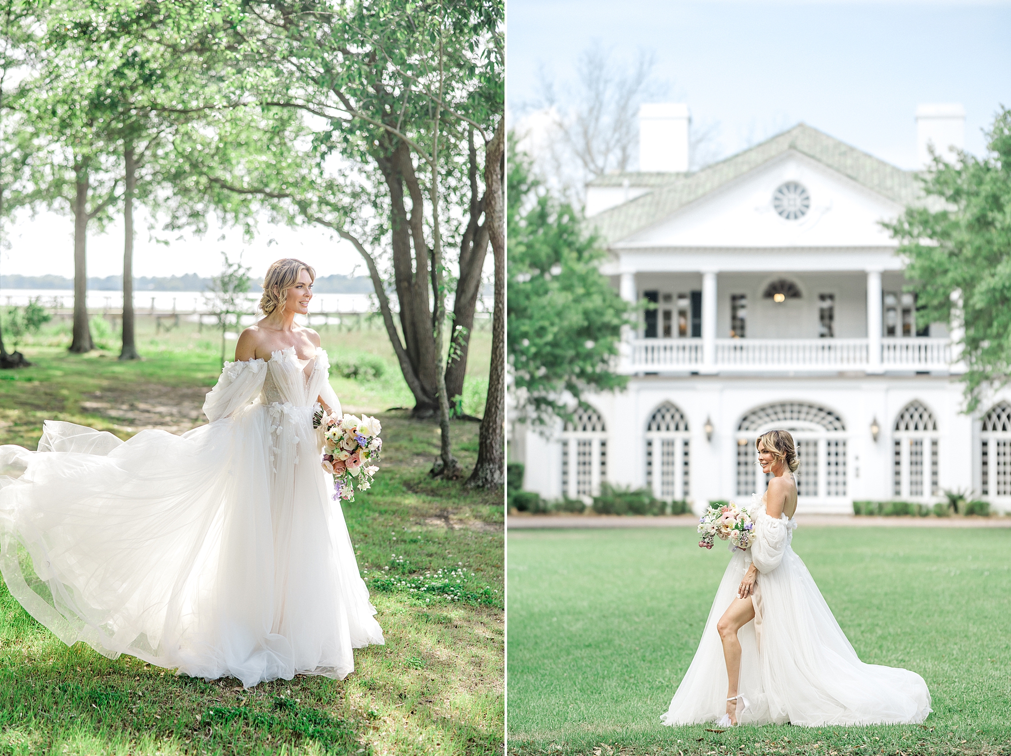 Bridal portraits from Luxury Spring Wedding in Charleston at Lowndes Grove