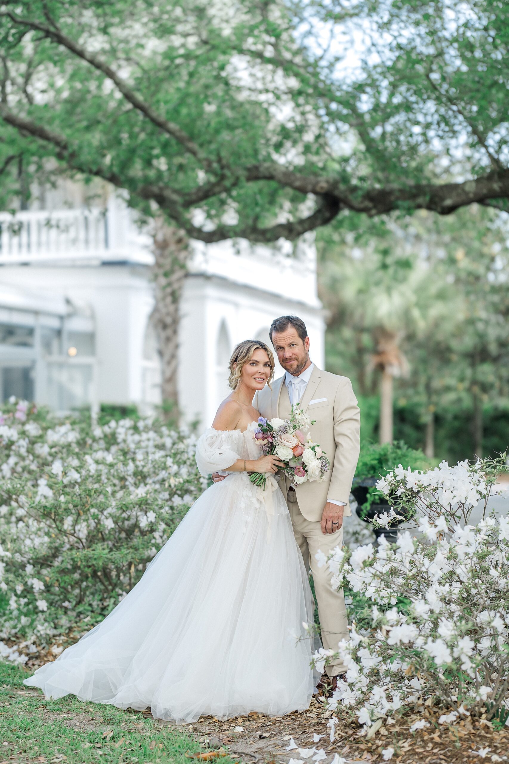 newlyweds by spring blooms around Lowndes Grove