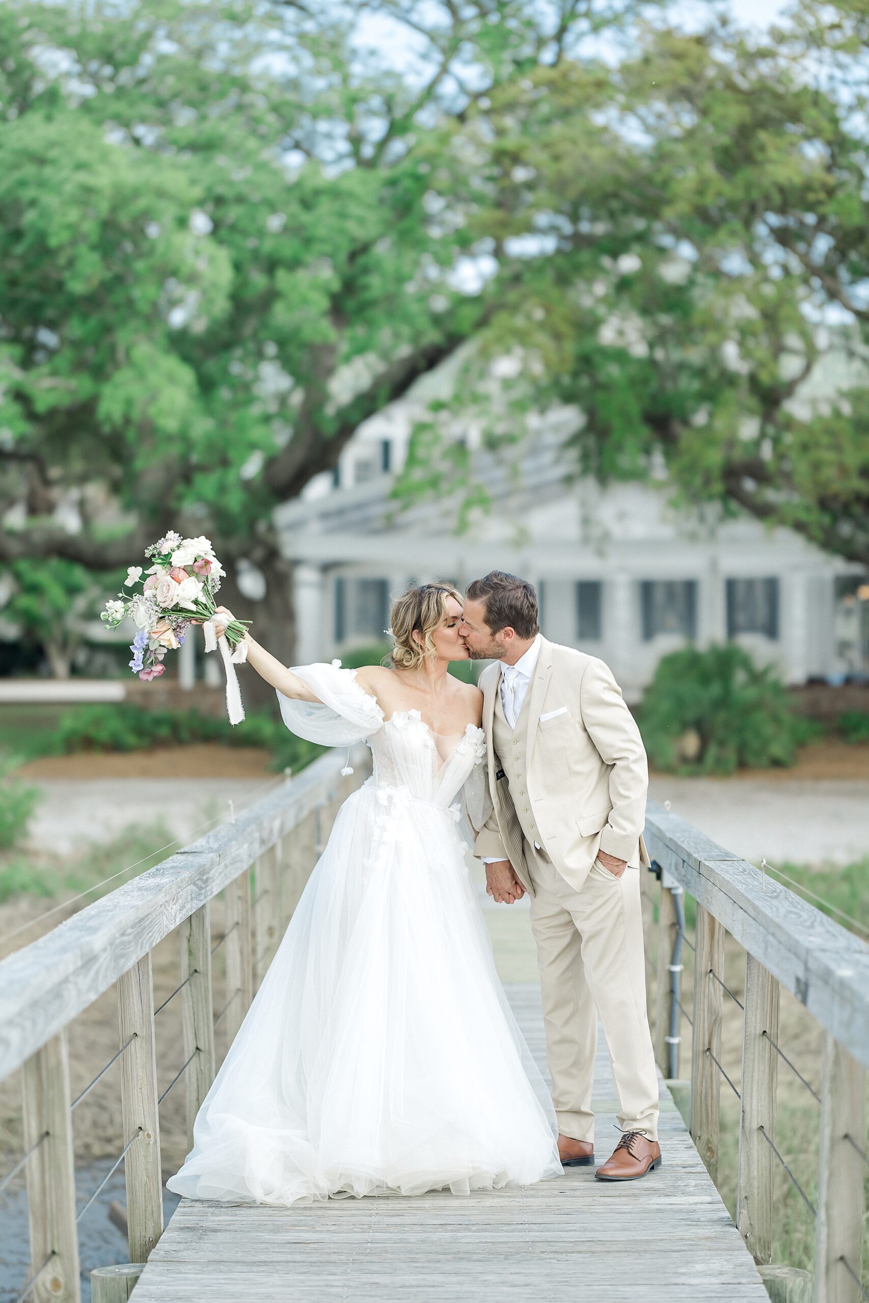 Newlywed portraits by Charleston wedding photographer, Karen Schanely