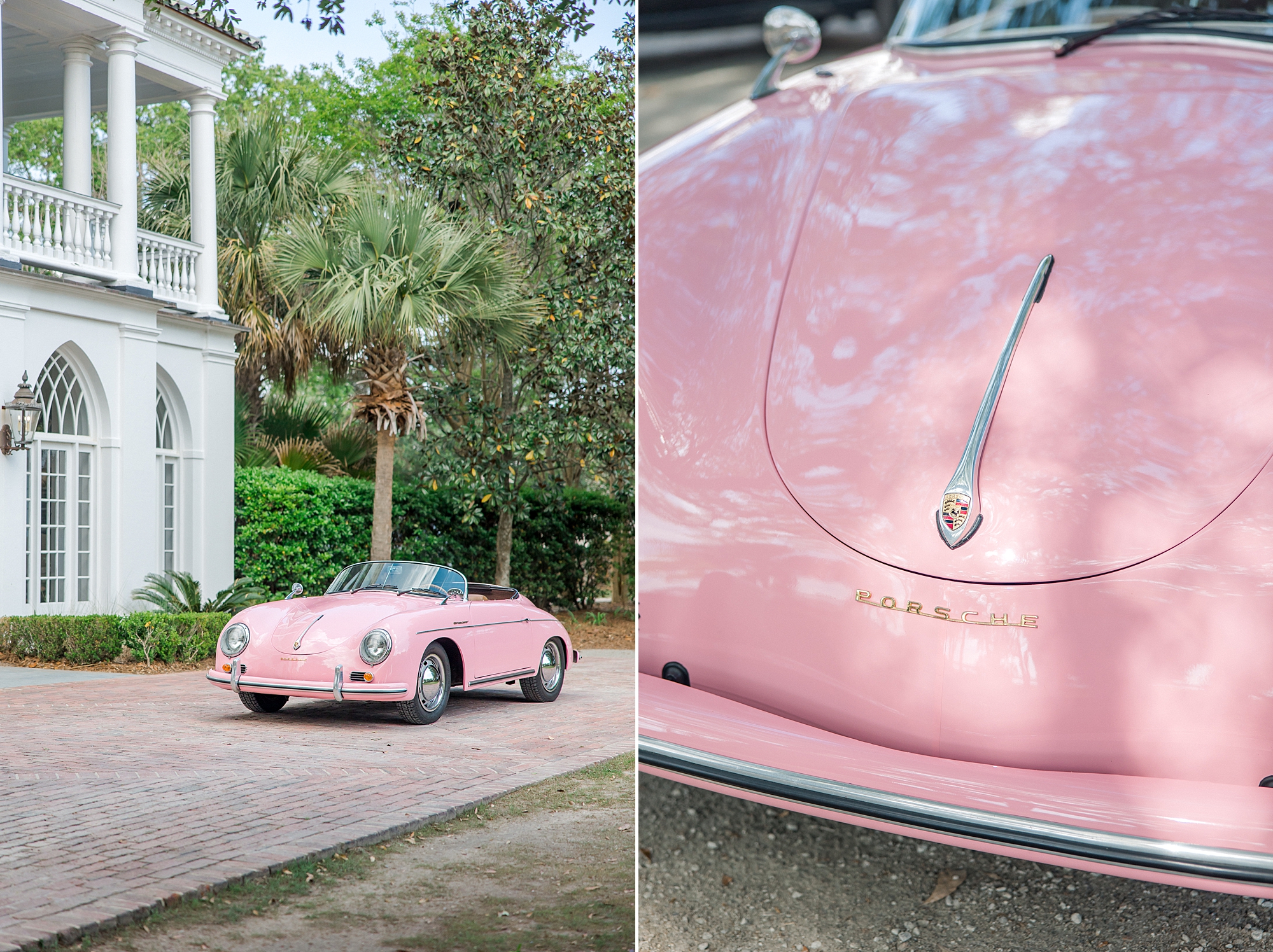 vintage pink Porsche