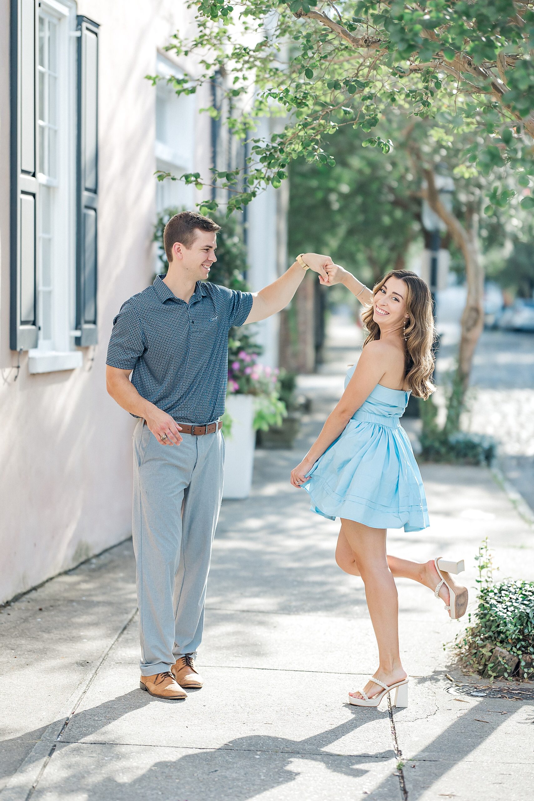 romantic engagement portaits from Downtown Charleston and Folly Beach Engagement