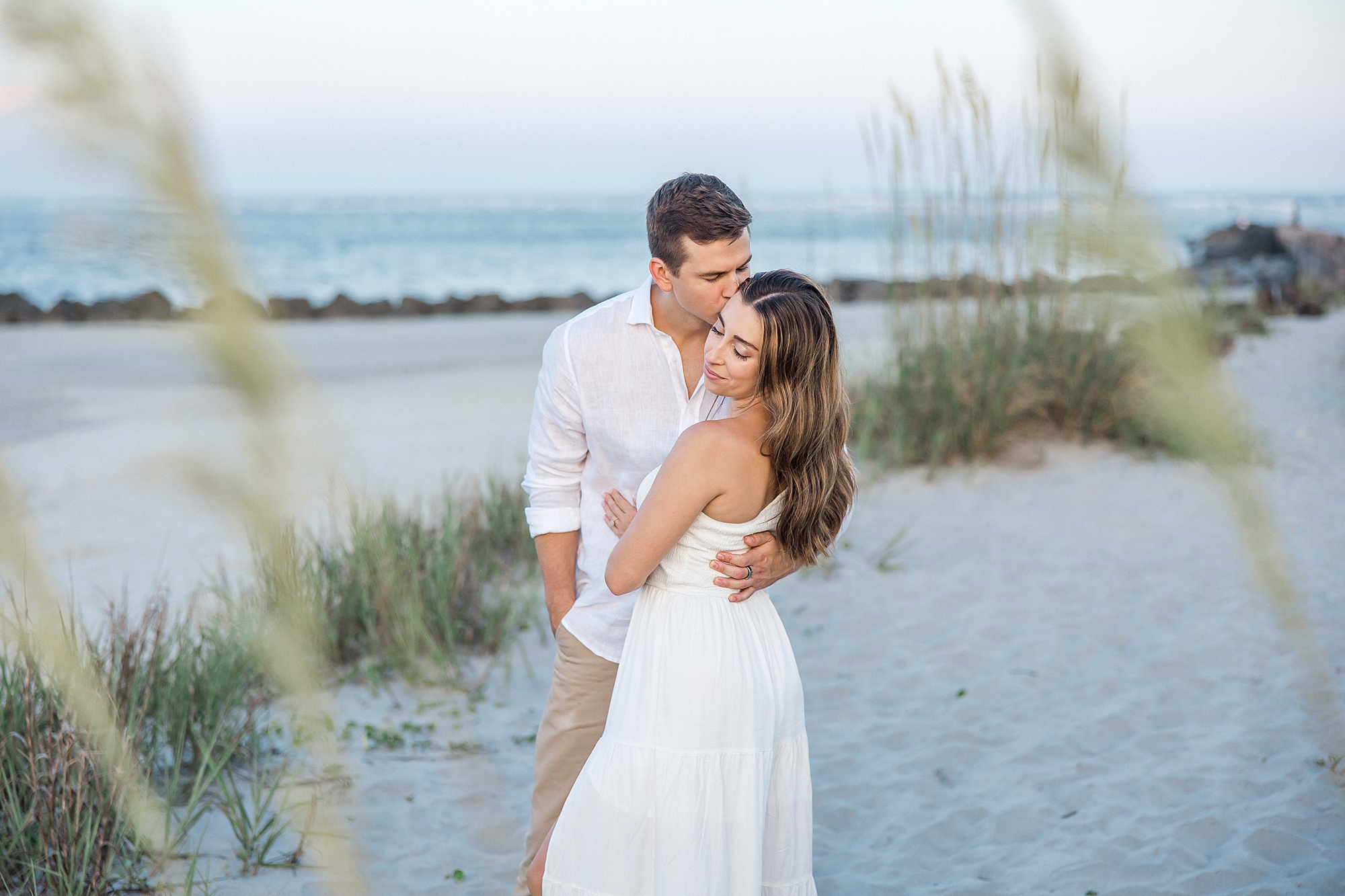 intimate engagement portraits on Folly Beach