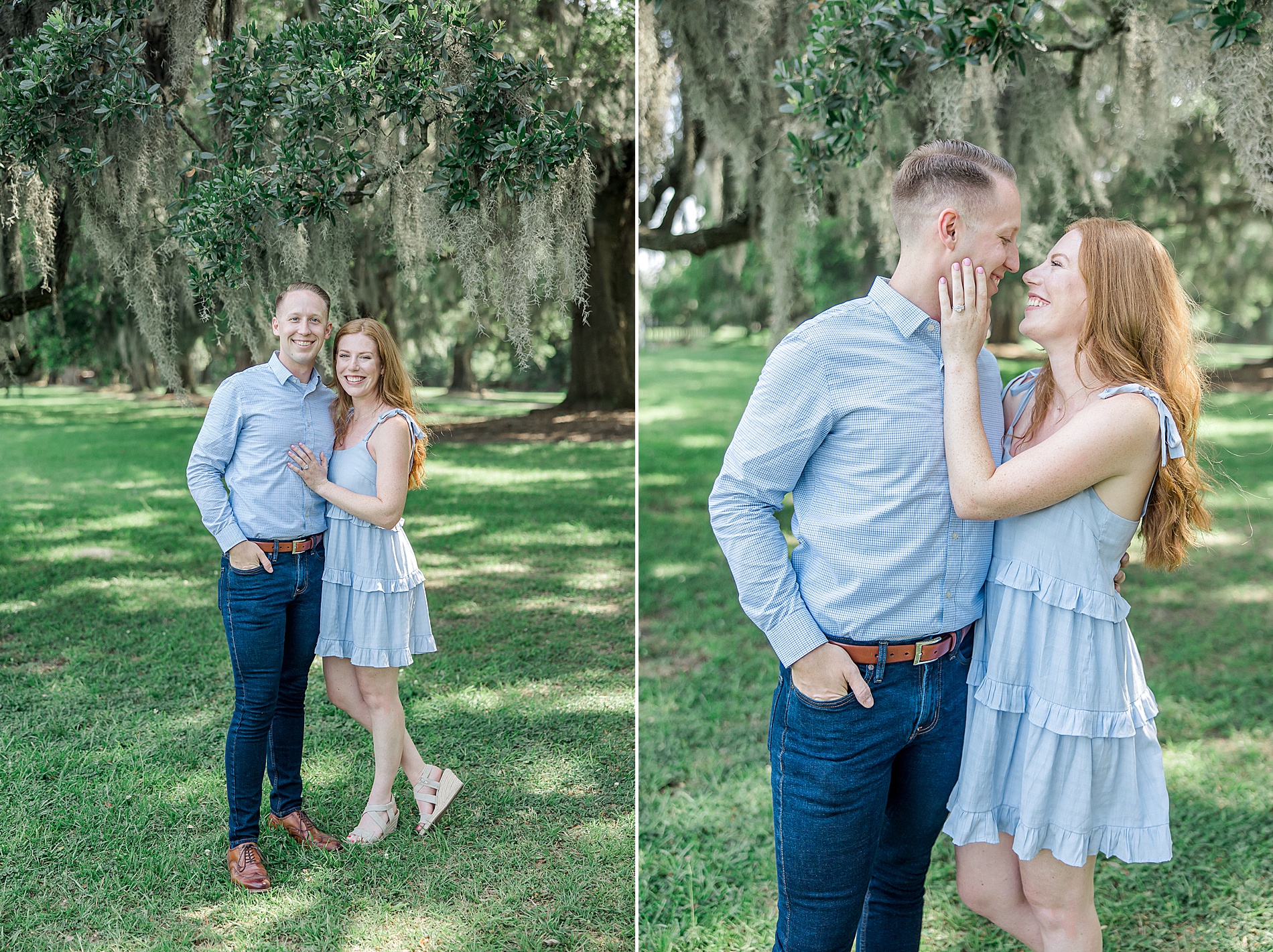 couple portraits after Romantic Surprise Proposal at Boone Hall