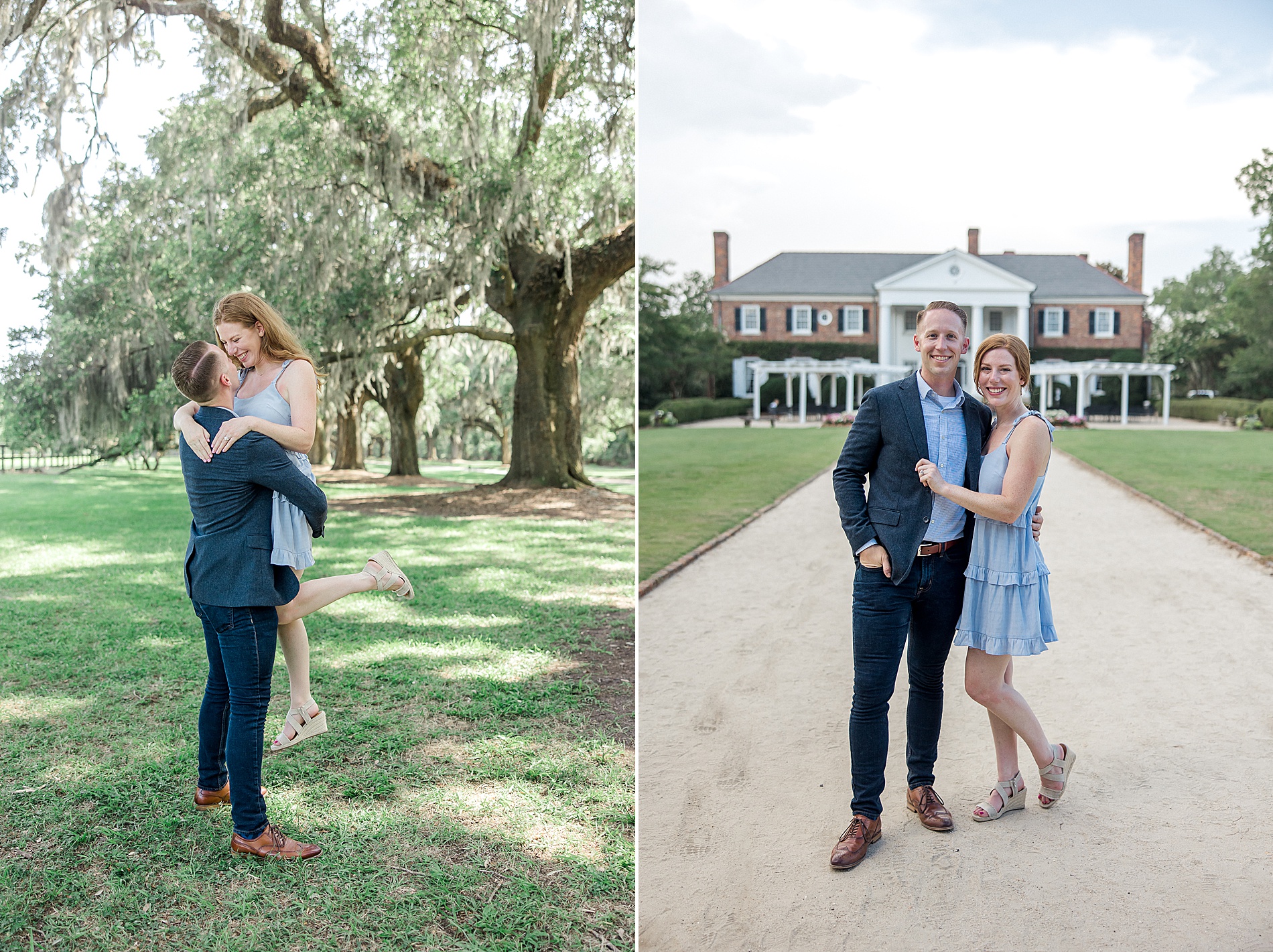 romantic engagement portraits at boone Hall