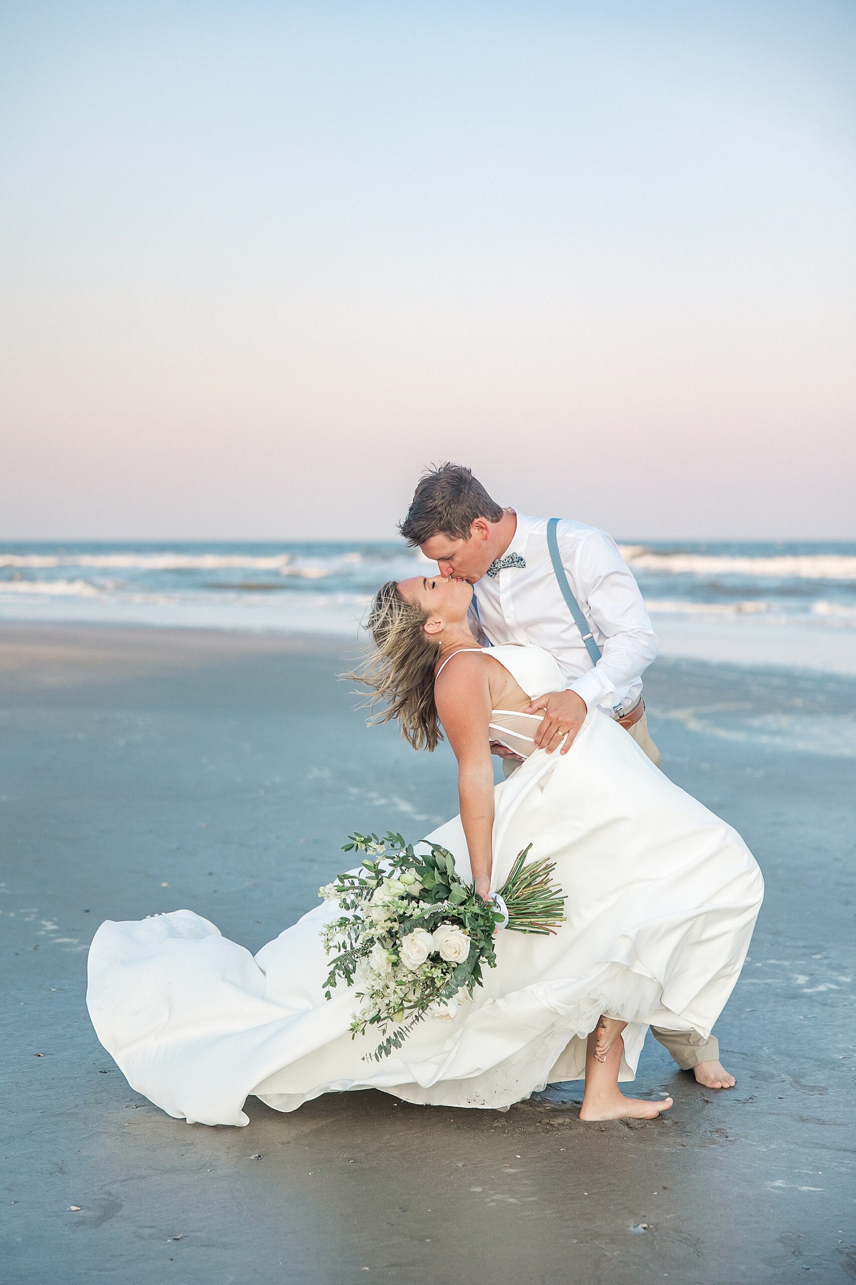 romantic wedding portaits on the beach at Isle of Palms, SC