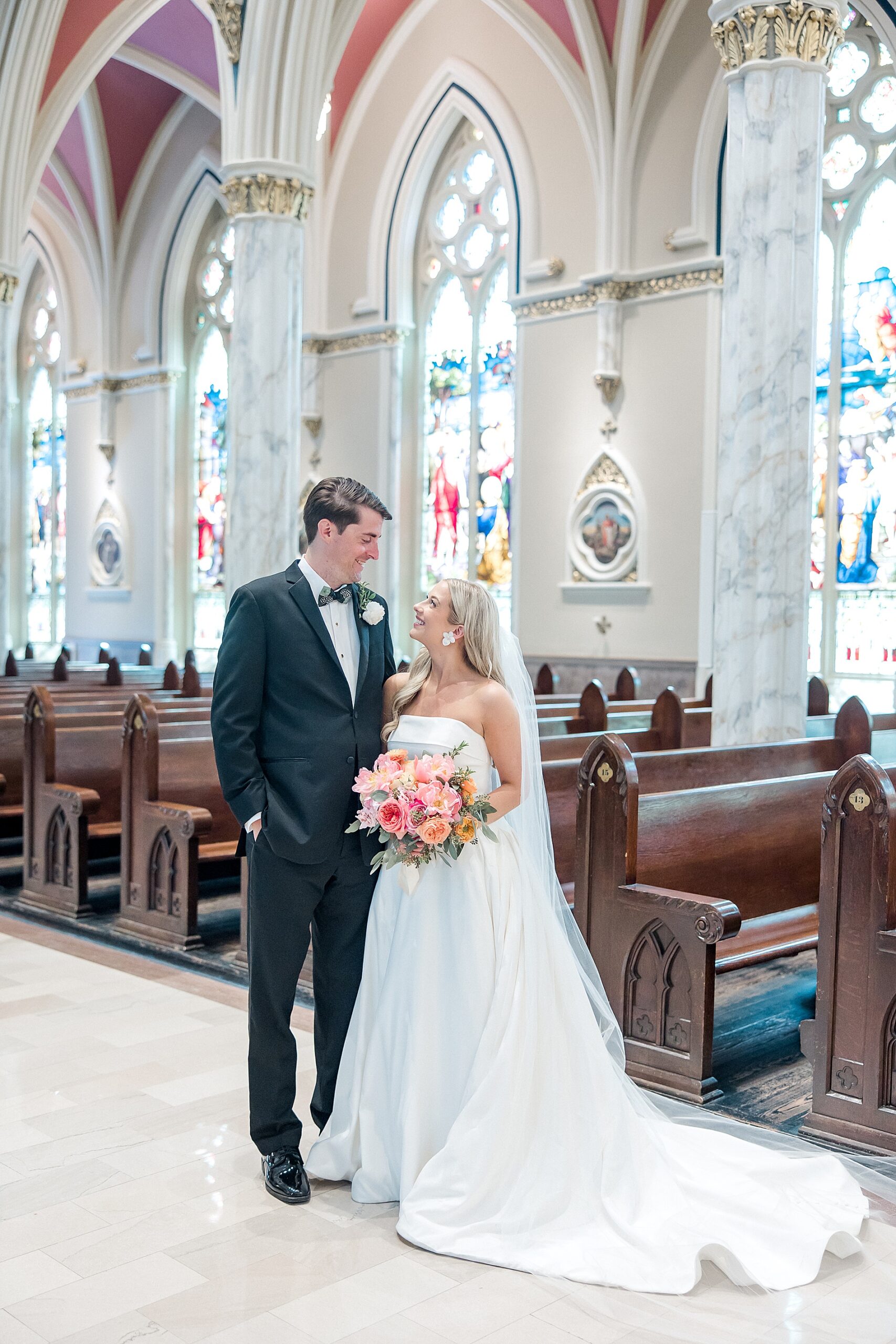 Newlywed portraits in church