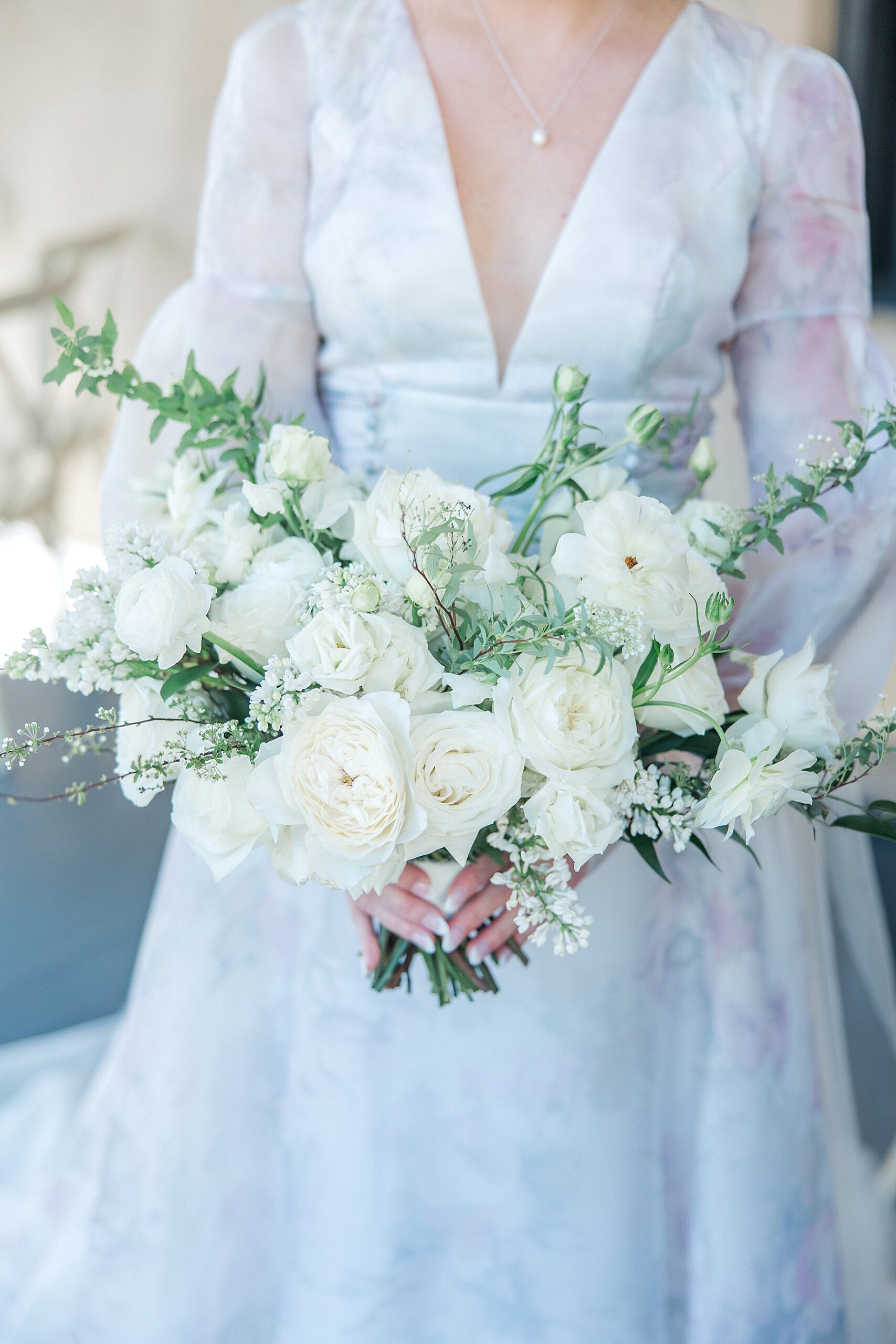 clean white wedding bouquet