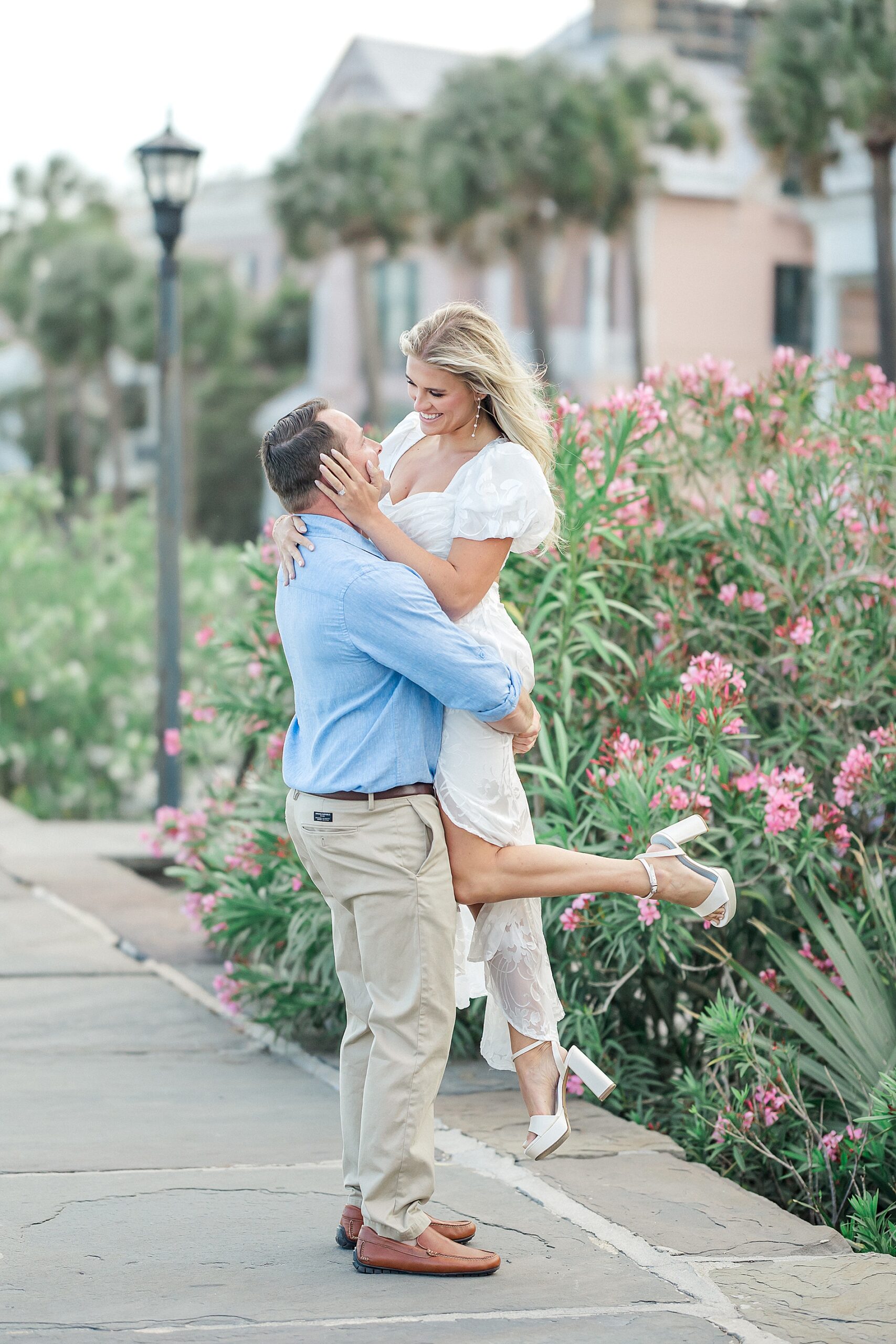 Romantic spring engagement in Downtown Historic Charleston